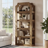 180 cm hoher 5-stöckiger Bücherregal im Landhausstil, robustes Standregal für Wohnzimmer, Büro & Schlafzimmer 3