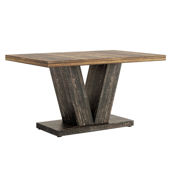 Tribesigns Mesa de comedor rústica, Mesa de cocina de madera blanca estilo granja