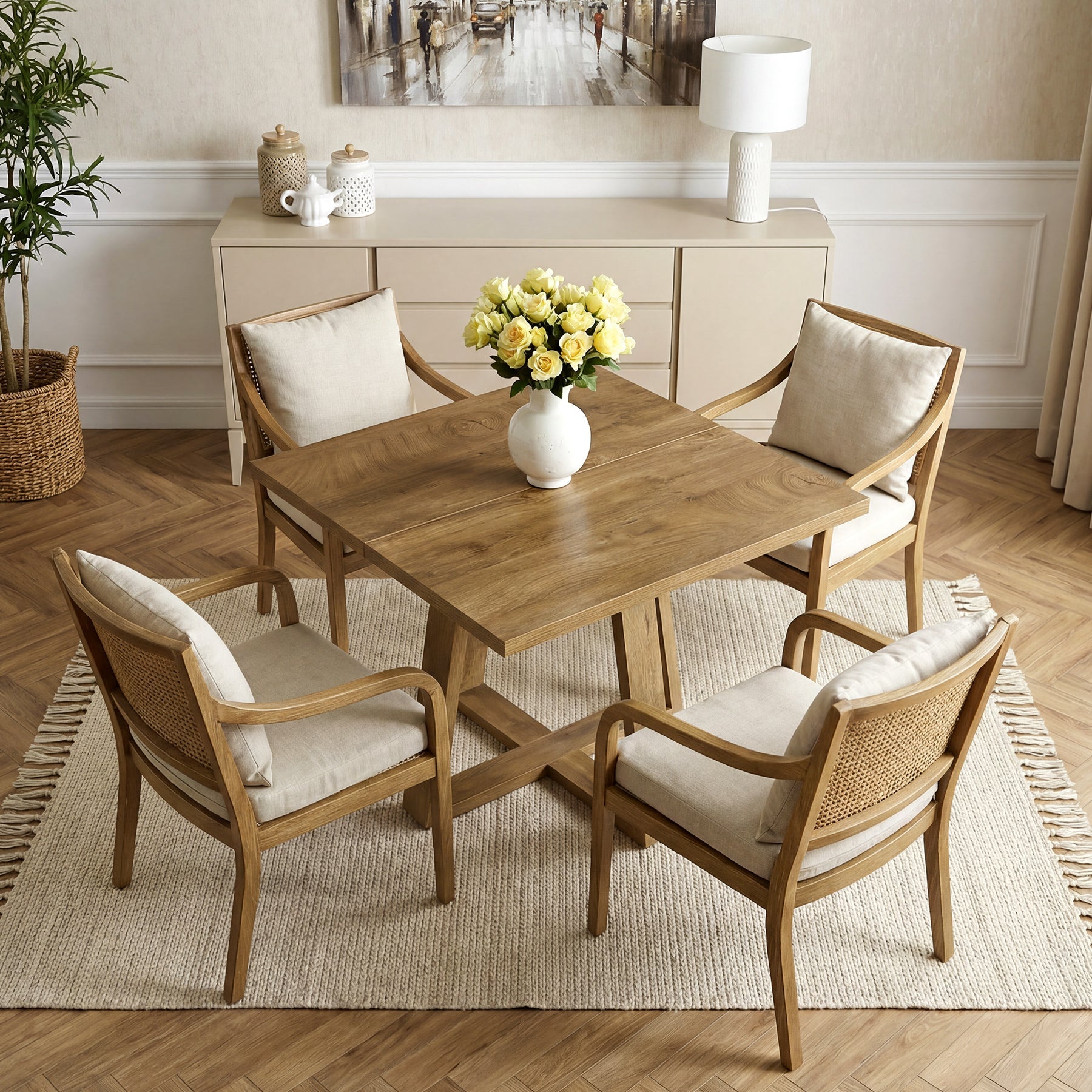 Tribesigns Mesa de comedor mesa de cocina moderna para 4-6 personas