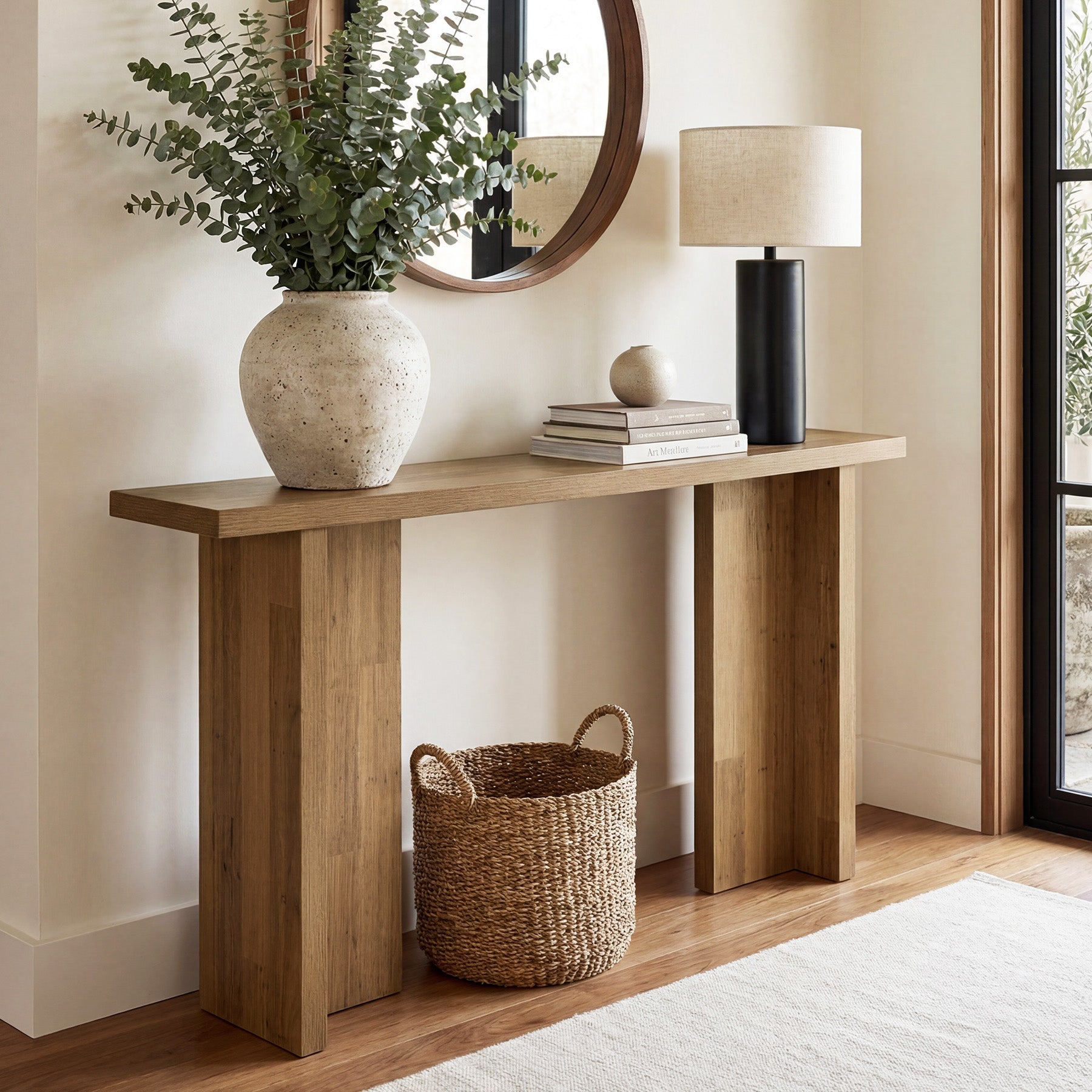 Tribesigns Mesa consola de 160 cm, Mesa auxiliar estrecha para sofá con acabado de madera moderno