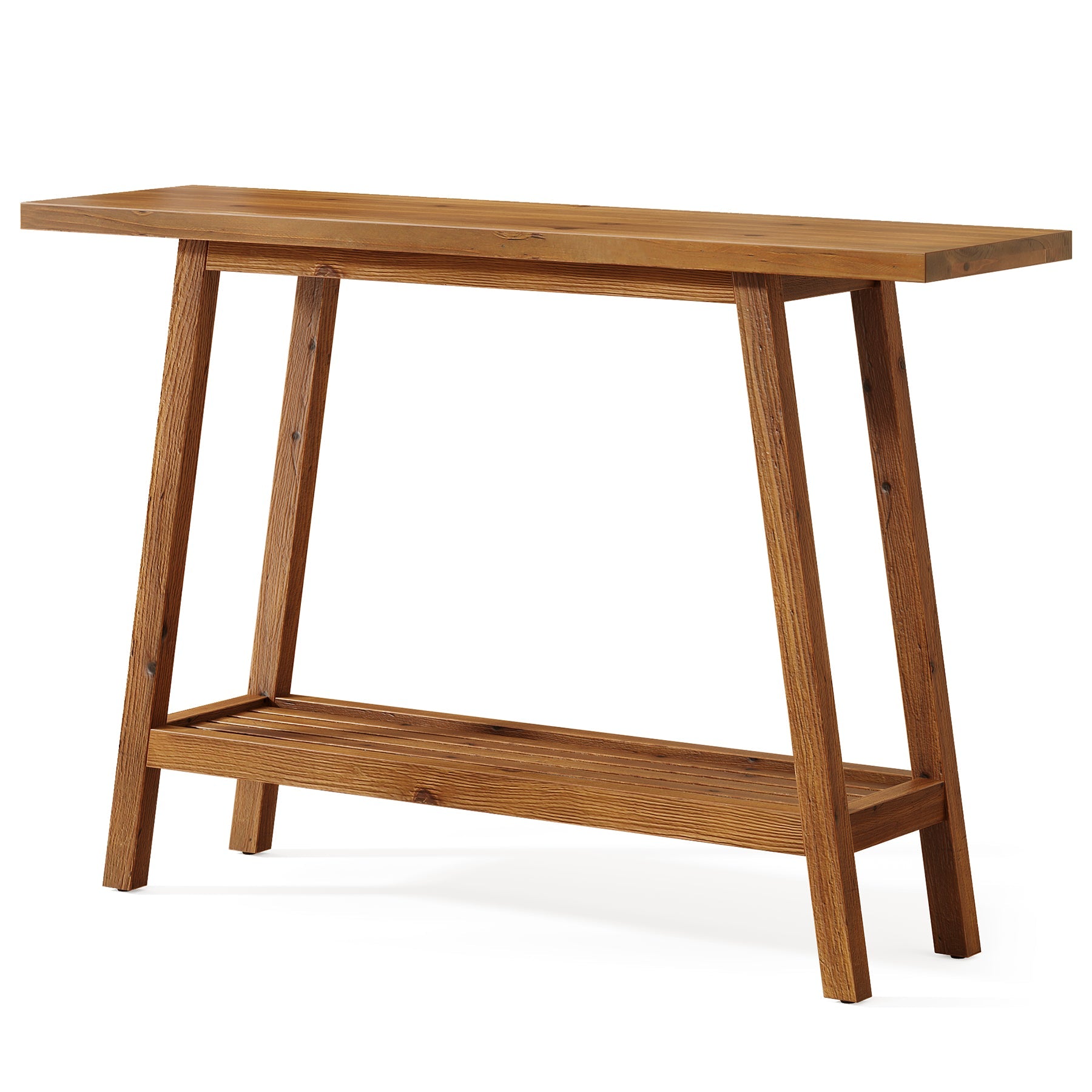 Tribesigns Consola de madera maciza 105 cm de ancho con estante, Mesa de centro con almacenamiento en estilo rústico