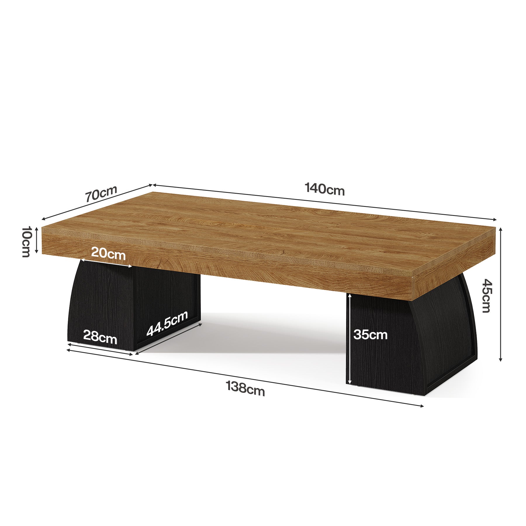 Tribesigns Mesa de centro de 140 cm, Mesa de salón con estructura de metal negro de estilo industrial