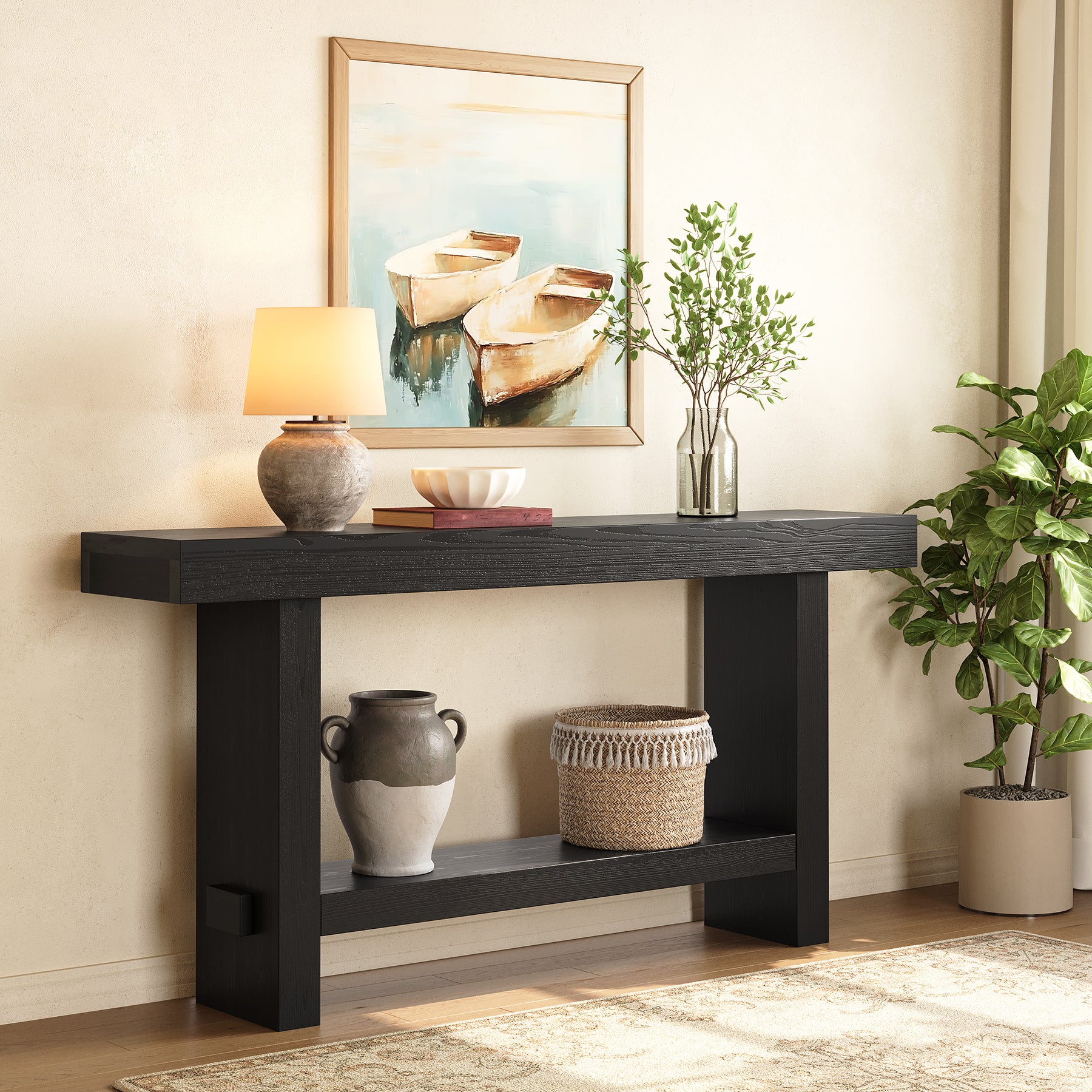 Tribesigns Mesa consola extralarga, Mesa de entrada con tablero de mesa ancho y base doble estable para salón