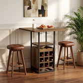 Tribesigns Mesa de bar de 95 cm con almacenamiento, Mesa de bistró estrecha con estantes, botellero y soporte para copas 3