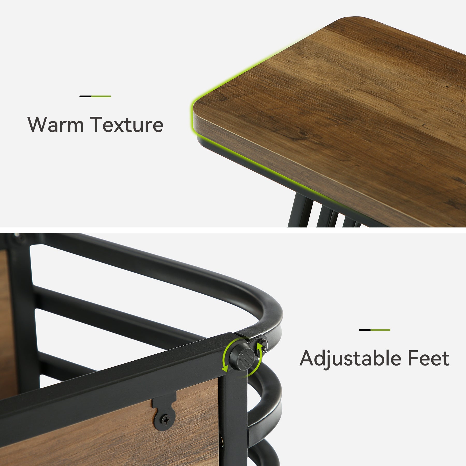 Mesita auxiliar de 3 niveles, Mesita de noche estrecha para habitaciones pequeñas Mesa de sofá de madera de estilo industrial
