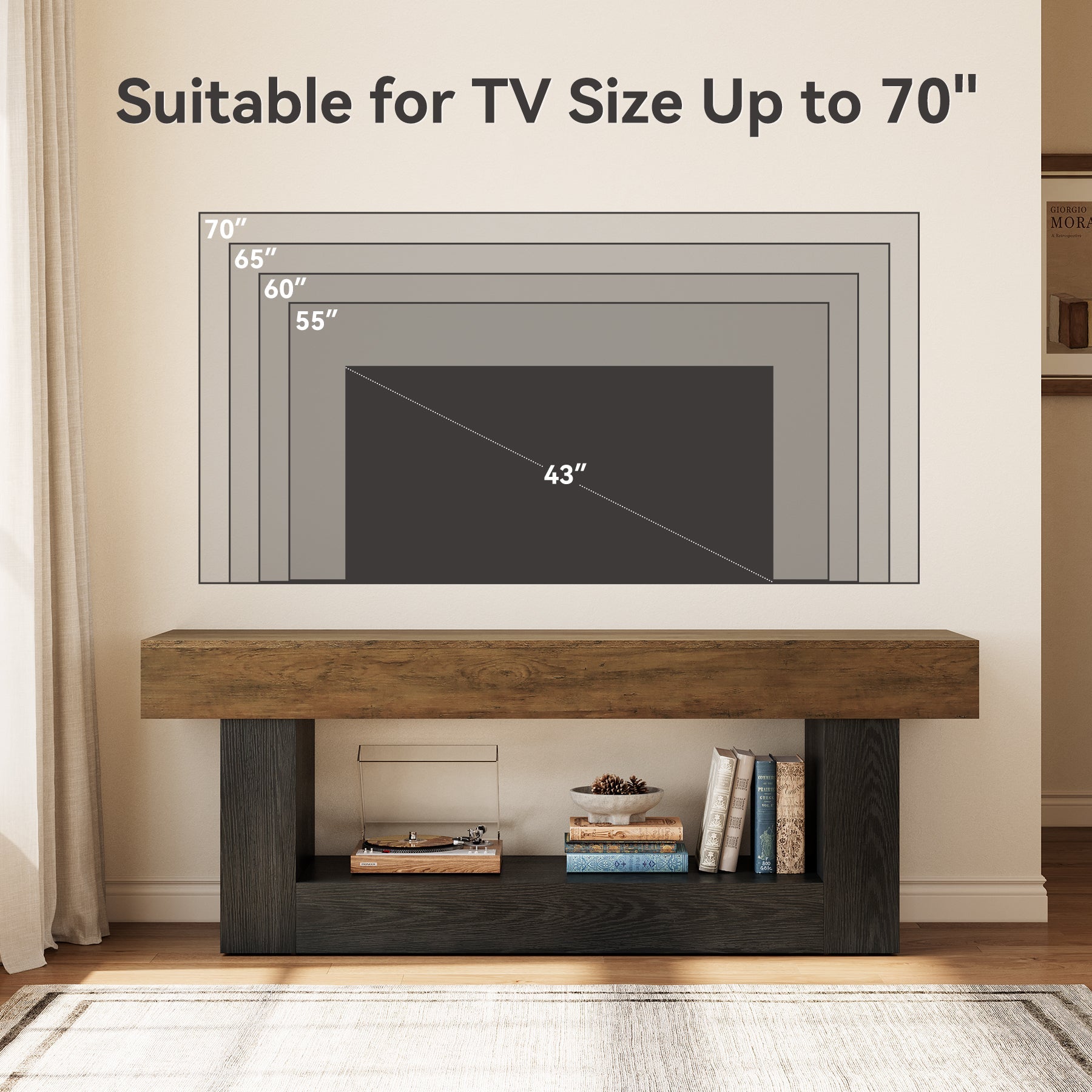 Tribesigns Mueble bajo para TV de 160 cm, Mueble para TV de hasta 70 pulgadas soporte para TV