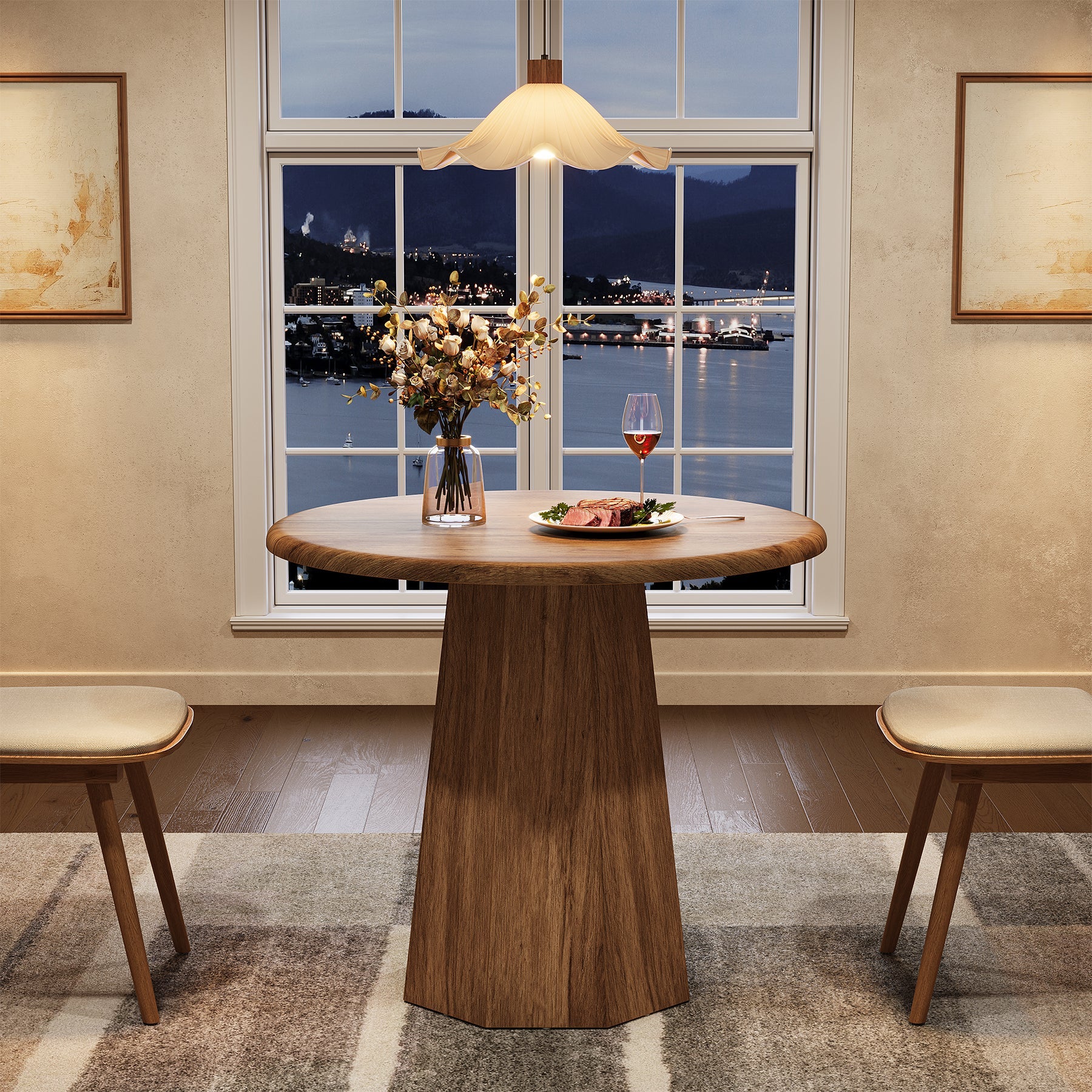 Tribesigns Mesa de comedor redonda de 80 cm para 2-4 personas, Mesa de cocina pequeña con estructura resistente