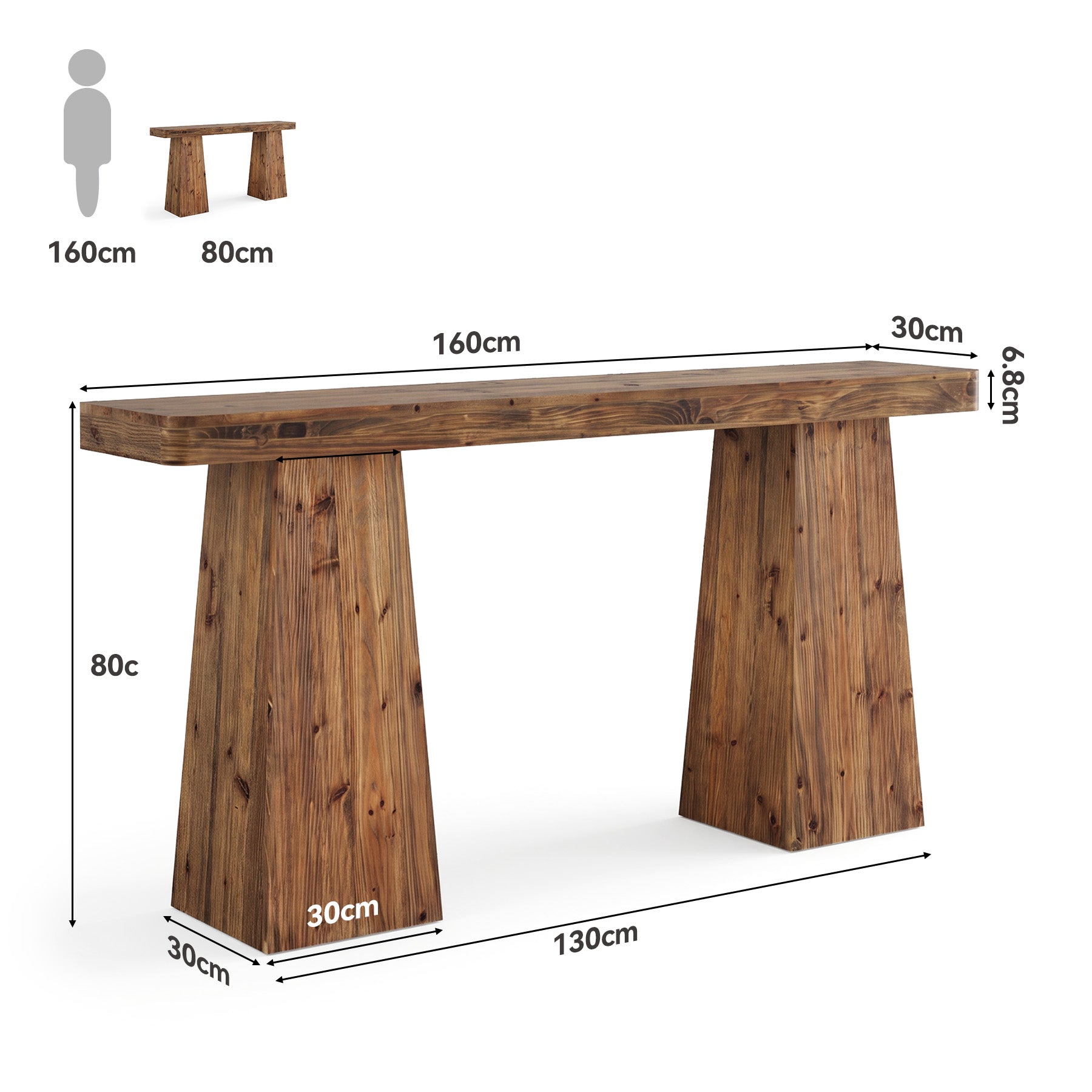 Tribesigns Mesa consola de madera maciza de 160 cm, Mesa auxiliar estrecha para colocar detrás del sofá