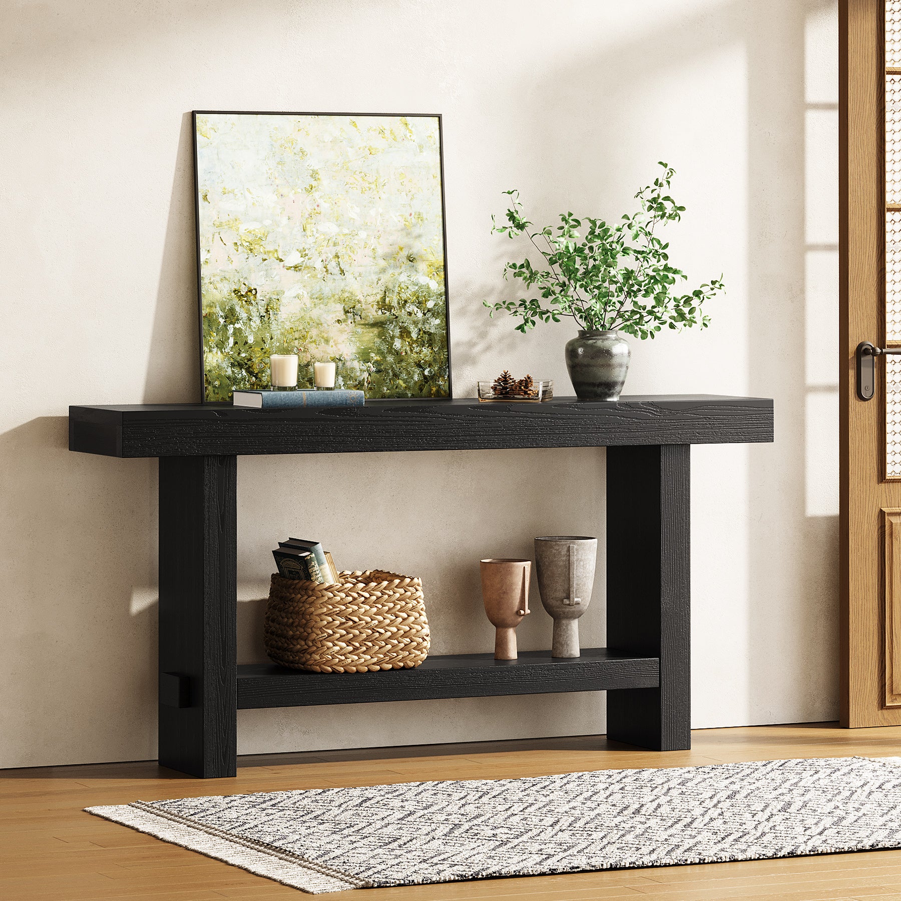 Tribesigns Mesa consola extralarga, Mesa de entrada con tablero de mesa ancho y base doble estable para salón