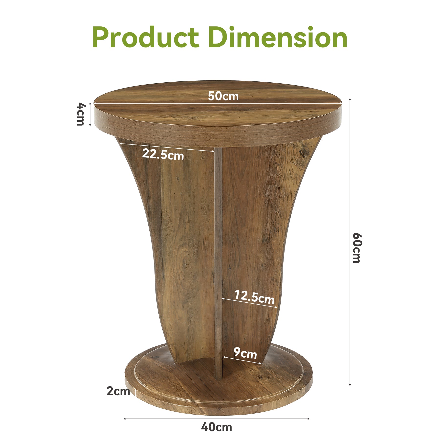 Tribesigns Mesa auxiliar redonda de madera para sala de estar 50 cm de diámetro, Mesa de centro de estilo rústico