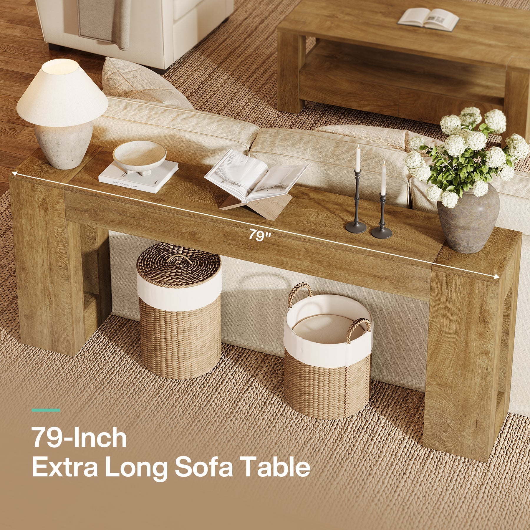 Tribesigns Mesa Consola 200 cm Extralarga, Mesa Estrecha para Sofá Mesa para colocar detrás del sofá