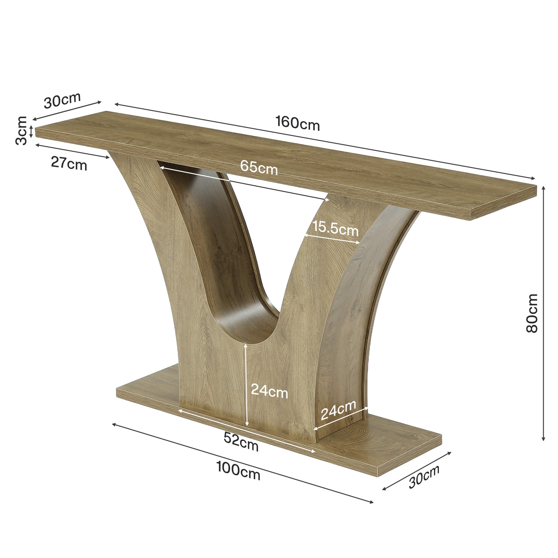 Tribesigns Mesa consola estrecha de 160 cm con estructura en forma de V, Mesa moderna para recibidor y sala de estar