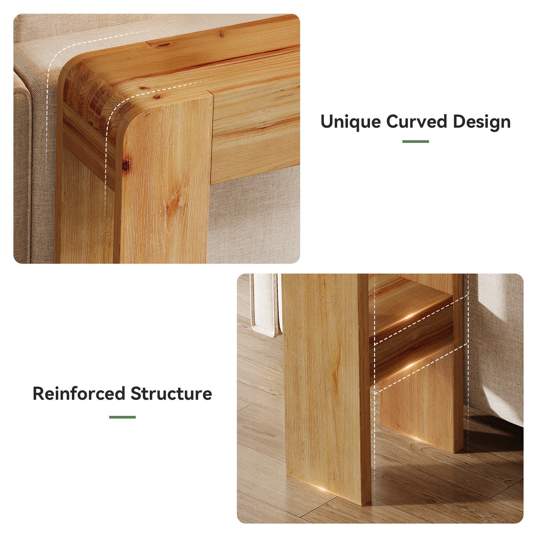 Tribesigns Mesa Consola de Madera Maciza de 160 cm, Mesa Larga para Sofá de Estilo Campestre (Madera de Abeto)