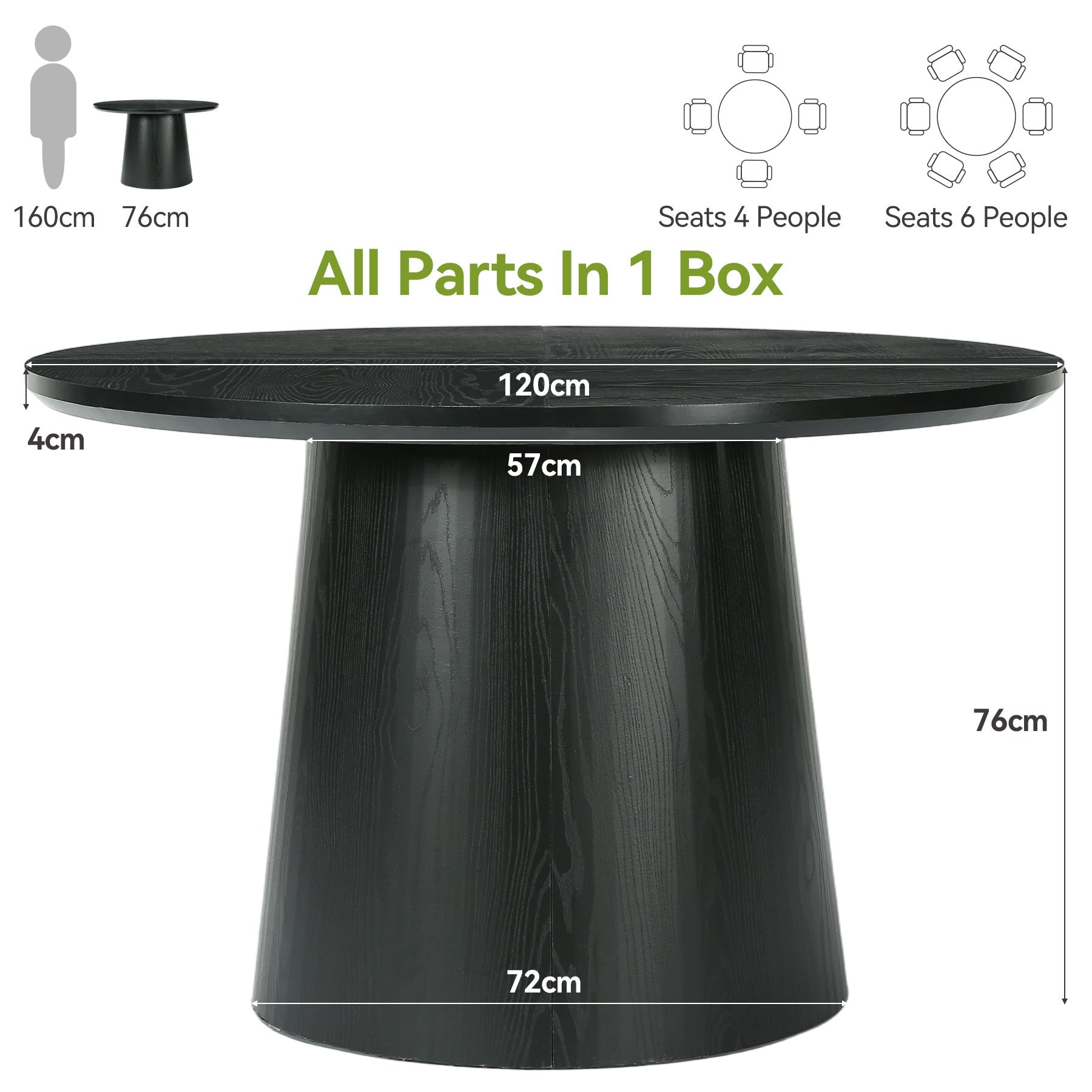 Tribesigns Mesa de comedor redonda de 120 cm, Mesa de cocina moderna con acabado en madera para 4 a 6 personas con estructura robusta
