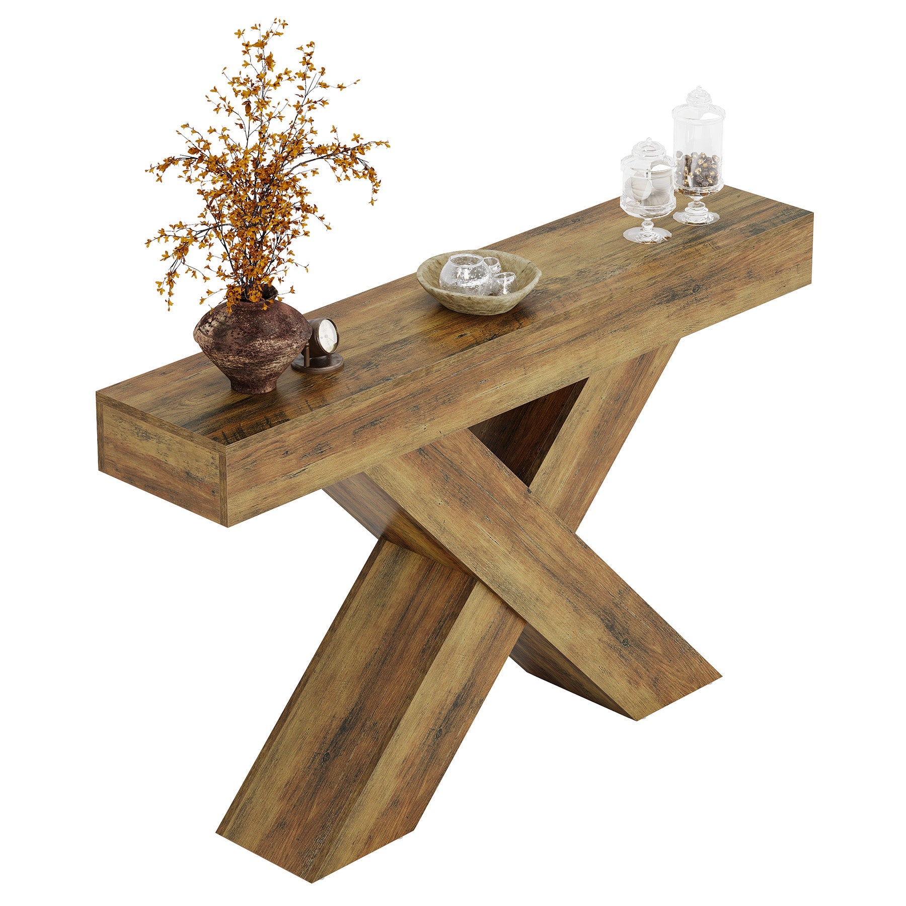 Tribesigns Mesa consola de 140 cm, Mesa auxiliar de madera con diseño único para el recibidor o detrás del sofá