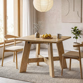 Mesa de comedor cuadrada de 100 x 100 cm para 4-6 personas, Mesa de cocina compacta con base central 3