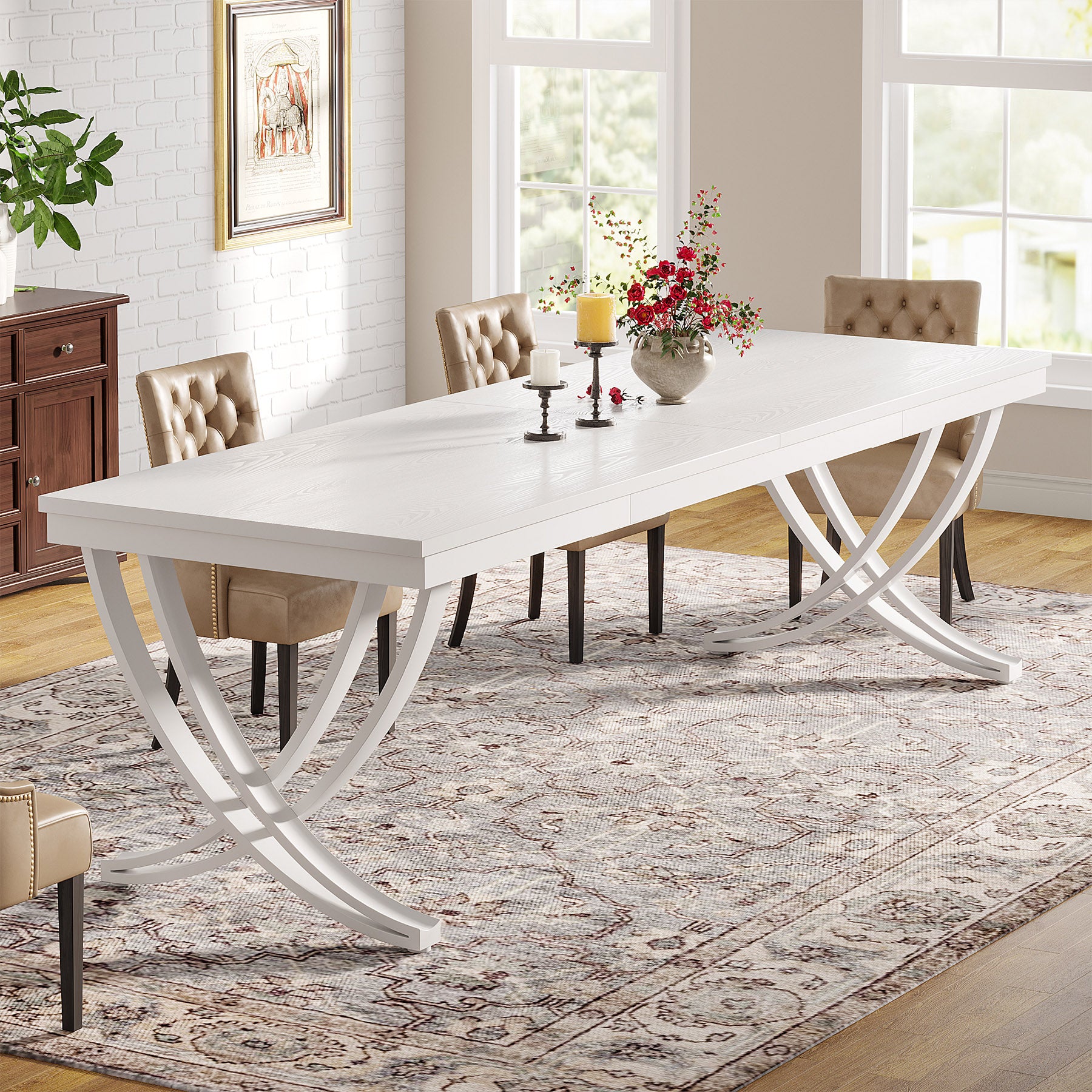 Tribesigns Mesa de comedor grande, Mesa de comedor rectangular para 6-8 personas