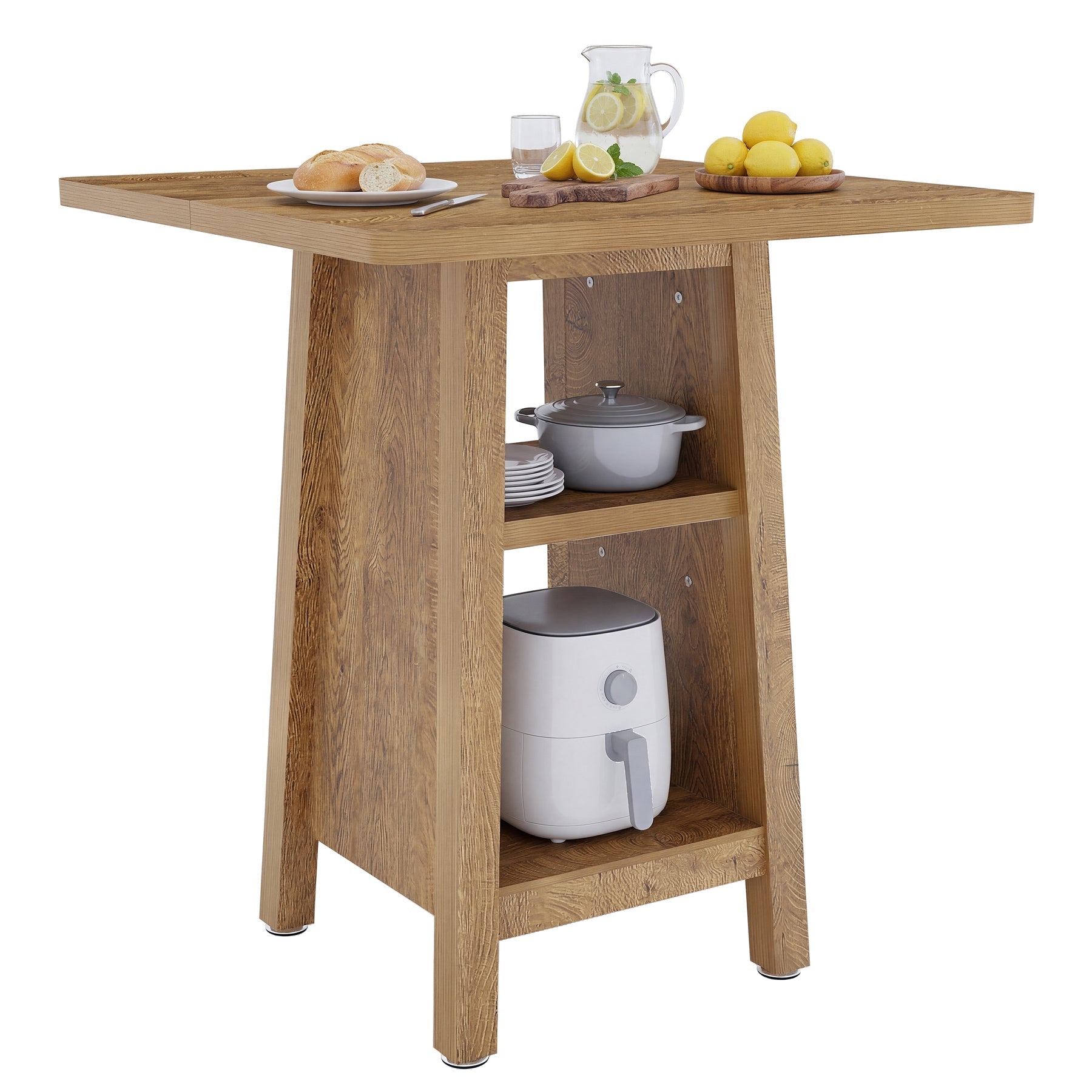 Tribesigns Isla de cocina de 90 cm, Mesa de cocina cuadrada con 2 estantes para cocina