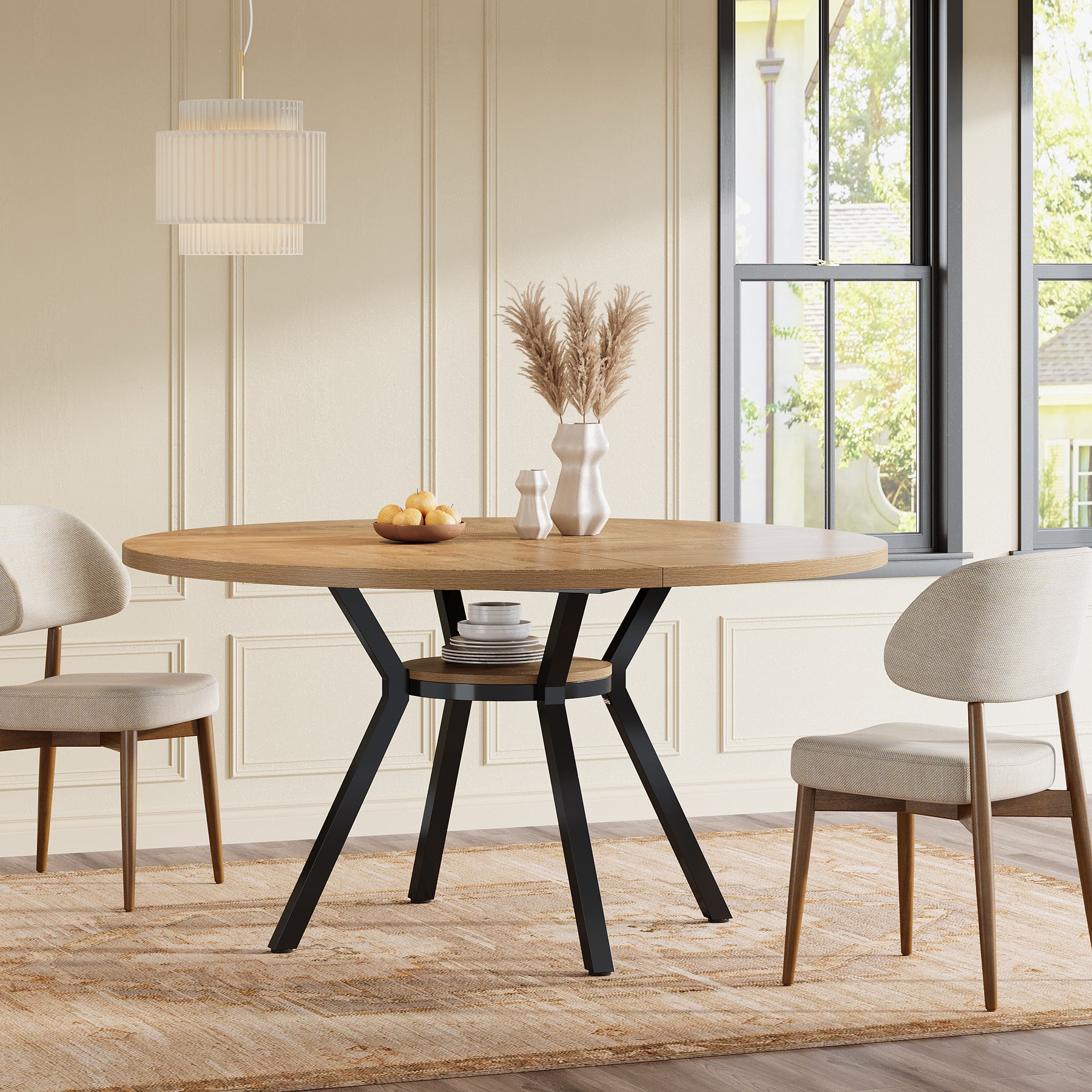 Tribesigns Mesa de comedor redonda, Mesa de comedor de cocina moderna de 120 cm para 4 personas