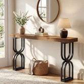 Tribesigns Mesa consola de madera maciza de 150 cm con patas metálicas en forma de U para recibidor 3