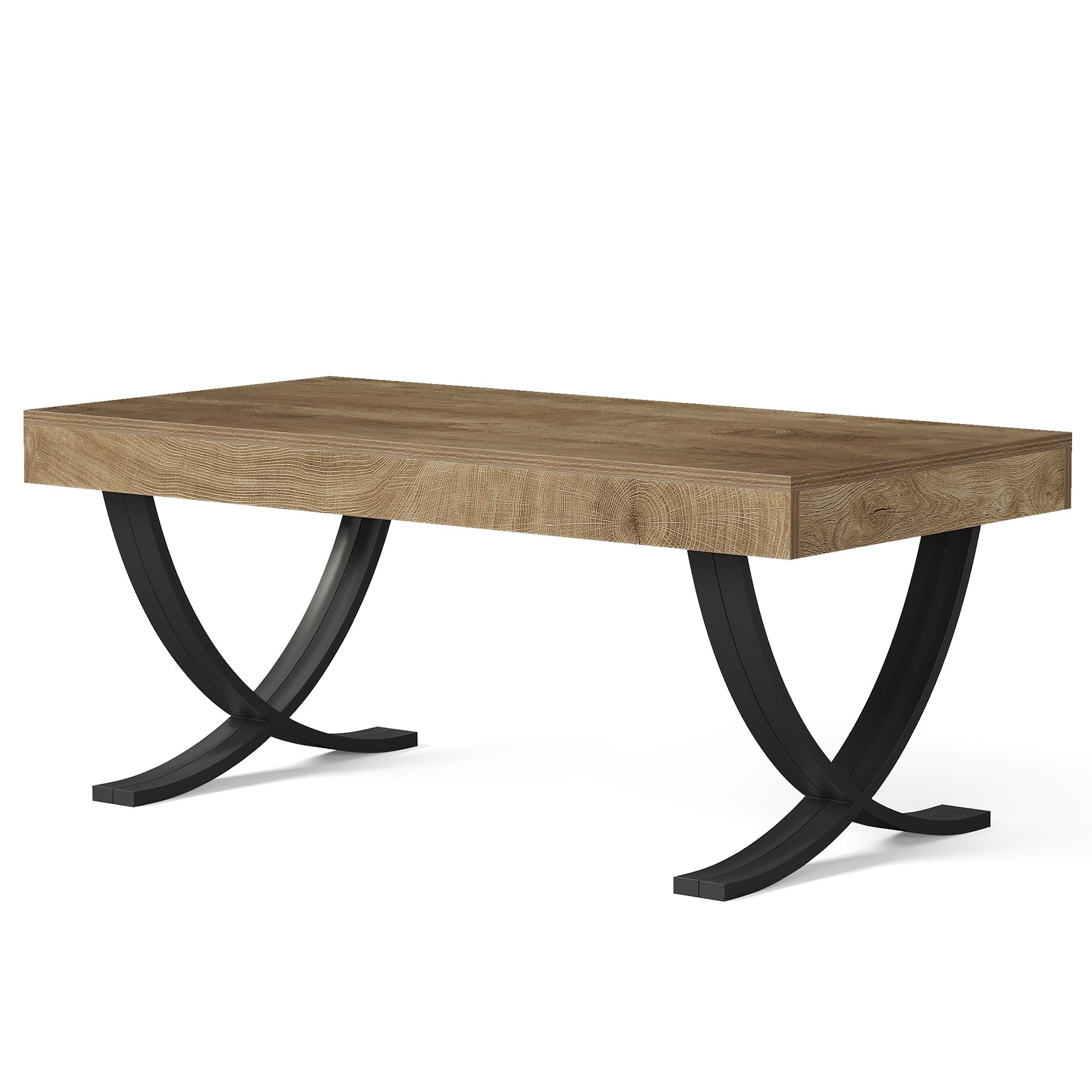 Tribesigns Mesa de centro rectangular, 120 cm Mesa de salón estilo industrial con estructura metálica