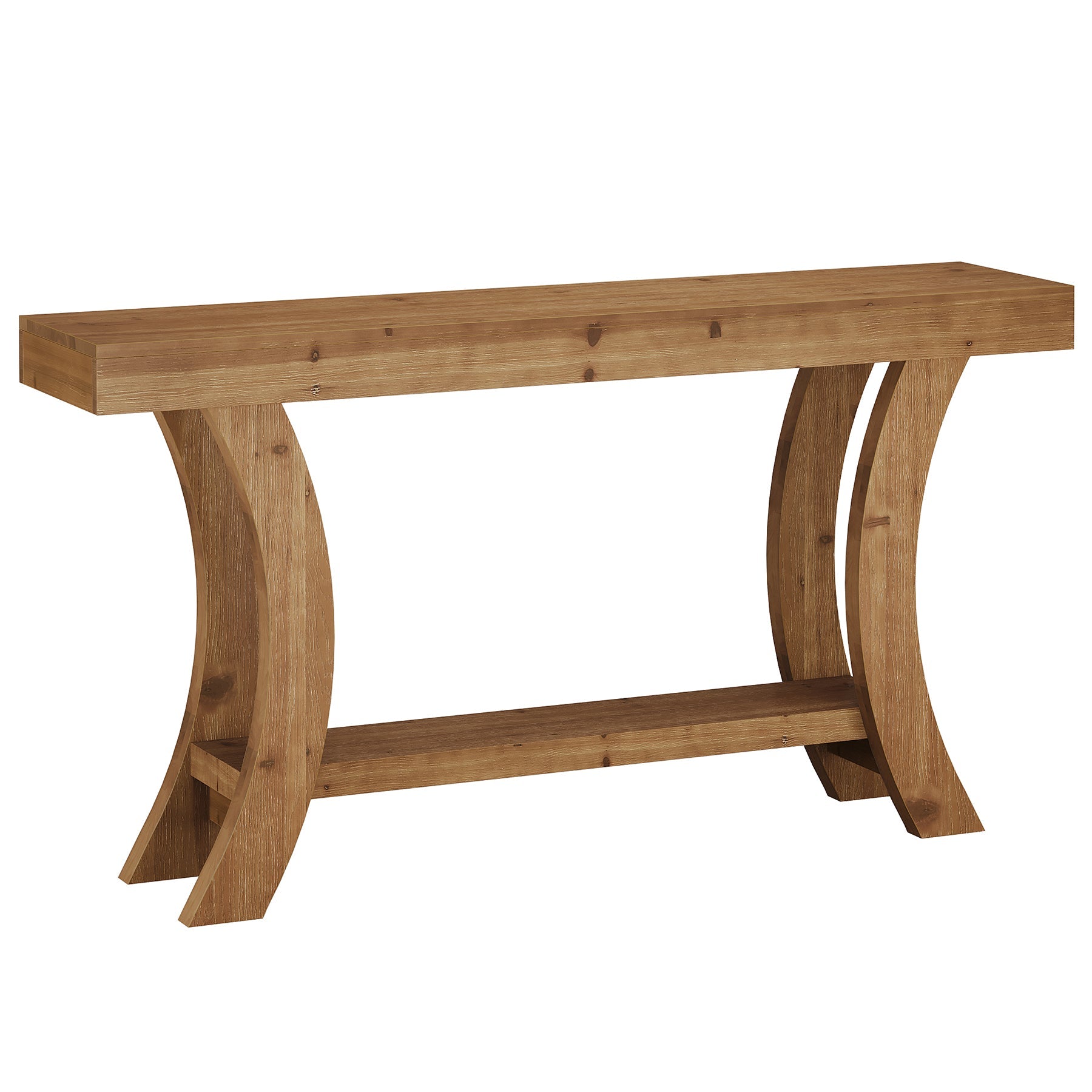 Tribesigns Mesa consola de madera maciza 160 cm, Mesa de recibidor con estante y marco arqueado curvo