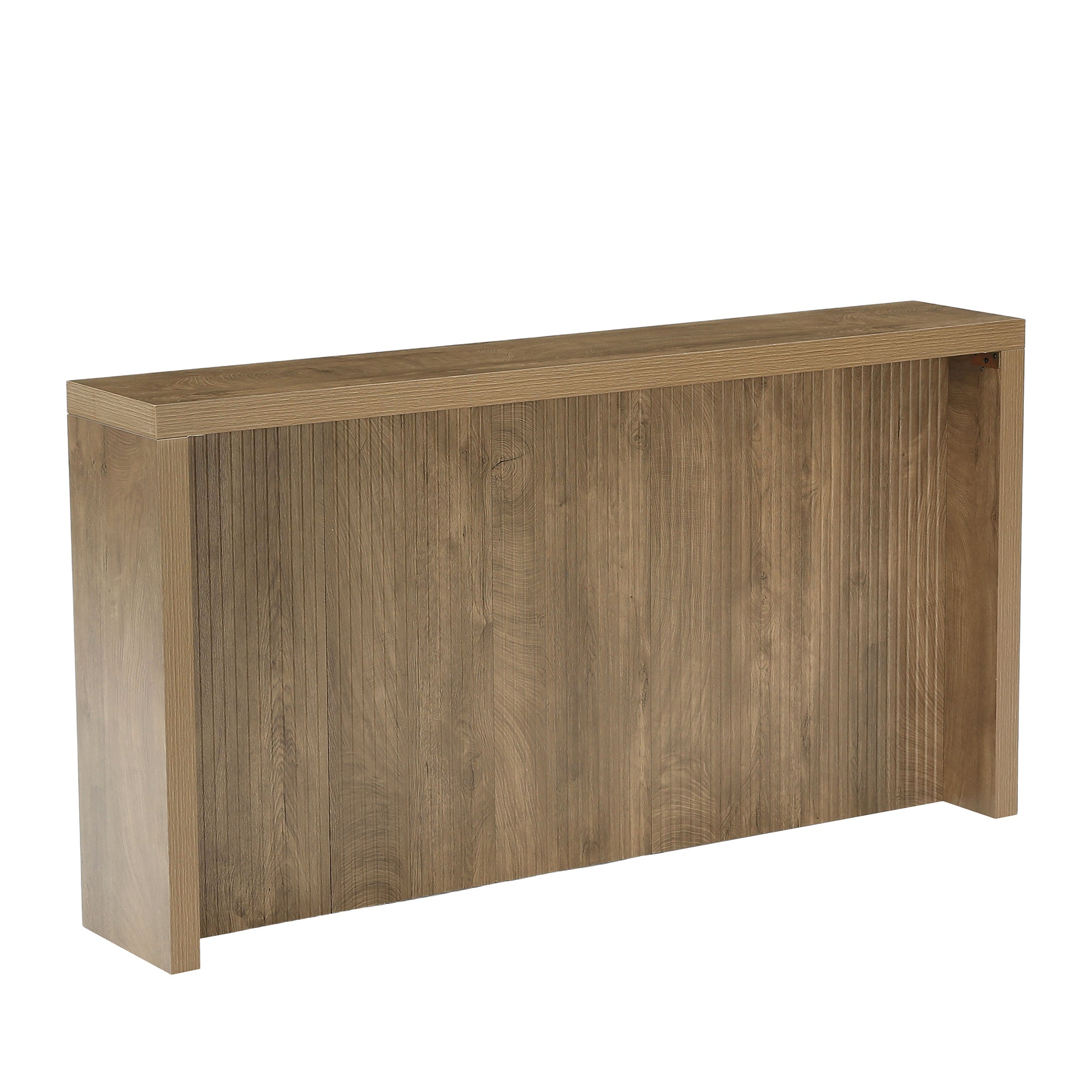 Consola rústica de 160 cm, Mesa de entrada de madera con diseño acanalado para el recibidor