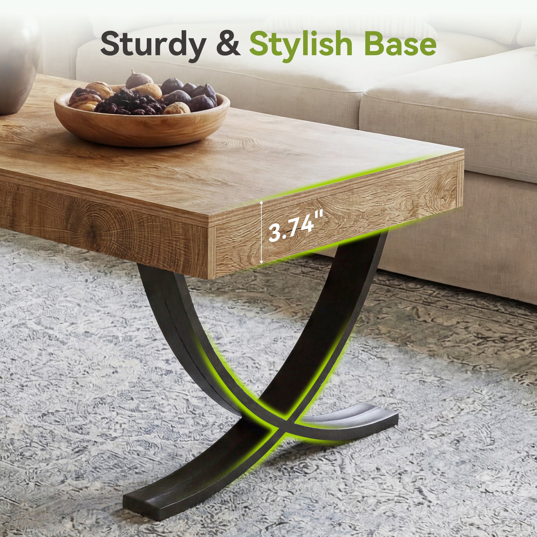 Tribesigns Mesa de centro rectangular, 120 cm Mesa de salón estilo industrial con estructura metálica