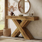 Tribesigns Mesa consola de 140 cm, Mesa auxiliar de madera con diseño único para el recibidor o detrás del sofá 3