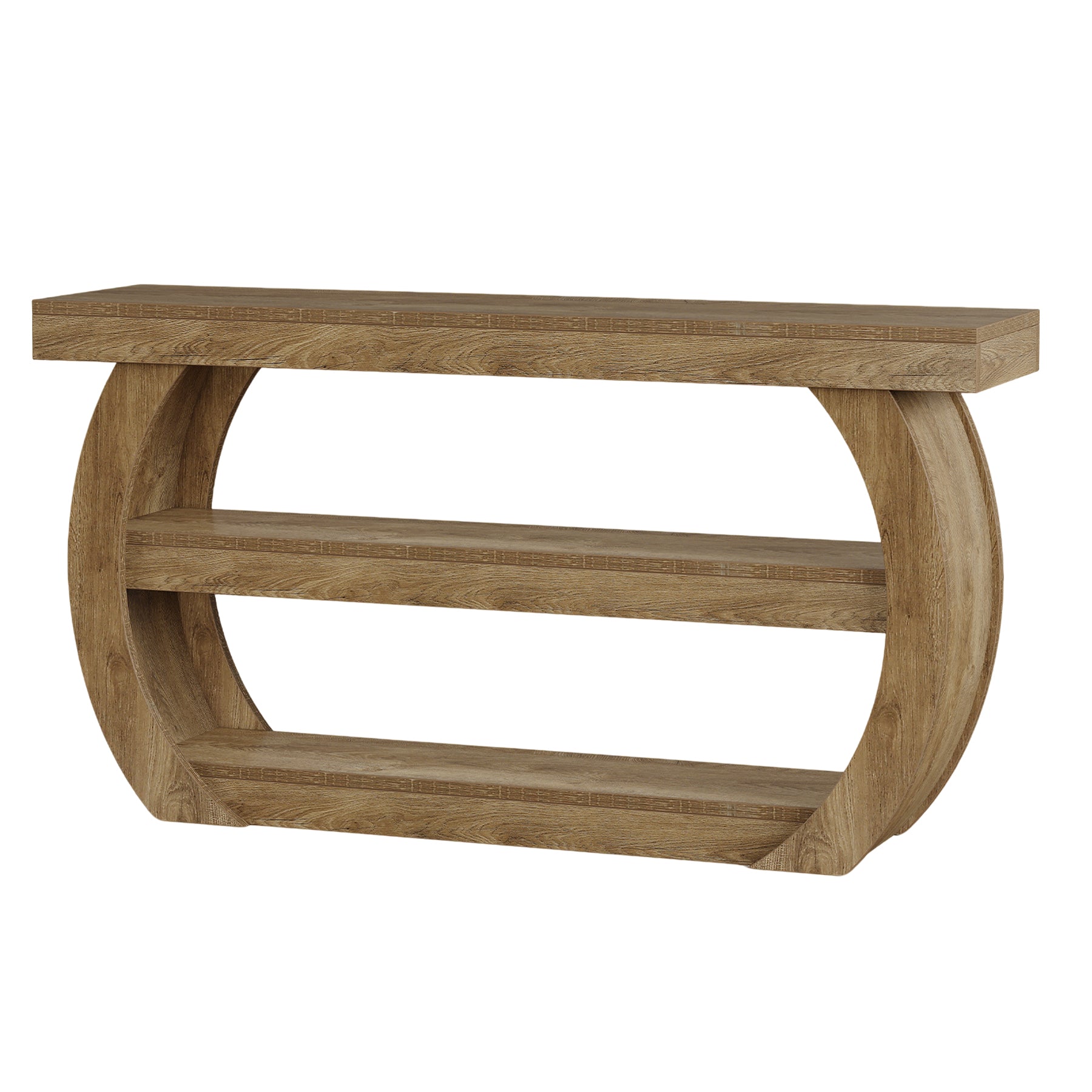 Tribesigns Mesa consola estilo granja (160 cm), Mesa de madera de 3 niveles para pasillo con estante de almacenamiento