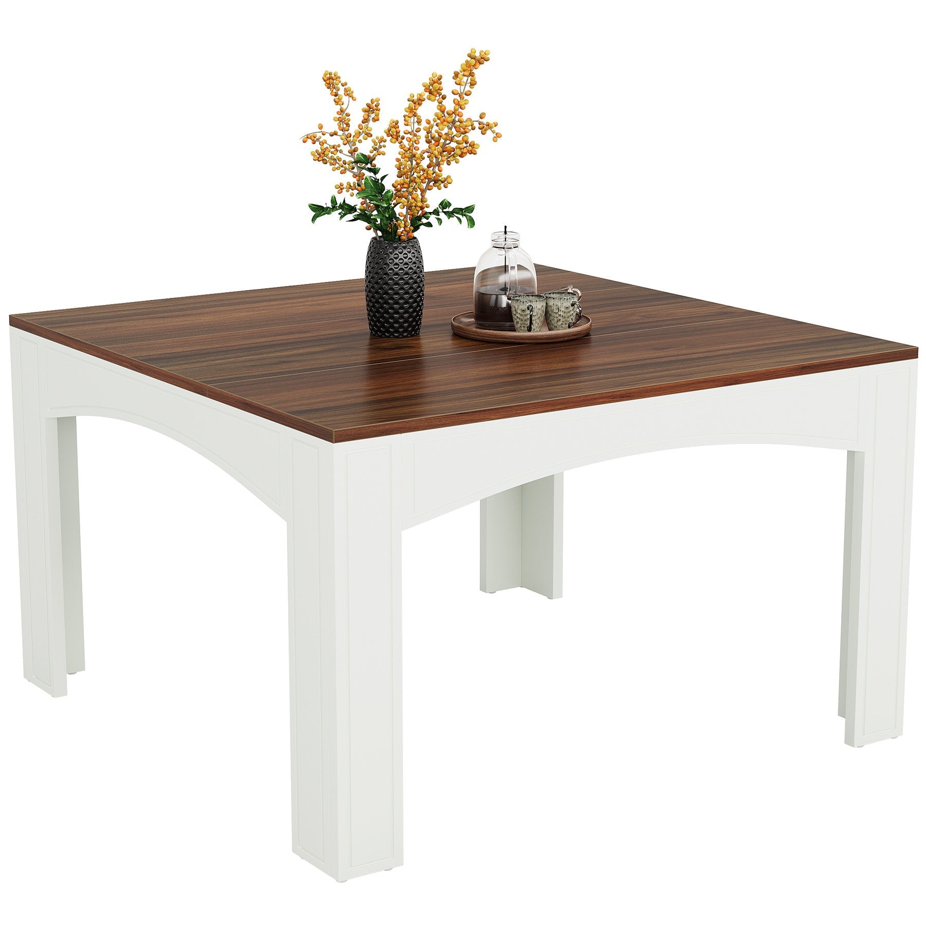 Tribesigns Mesa de comedor de 100 cm, Mesa de comedor de madera para 4 personas en estilo rústico