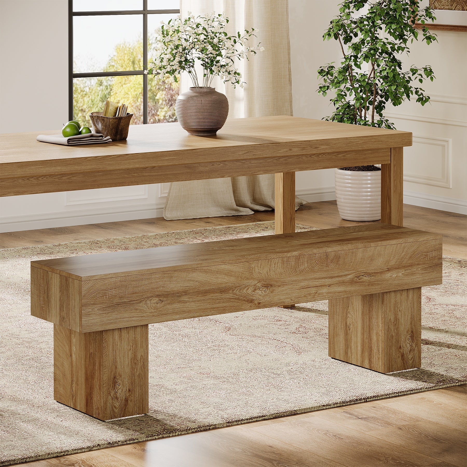 Tribesigns Banco de madera estilo granja de 160 cm para comedor