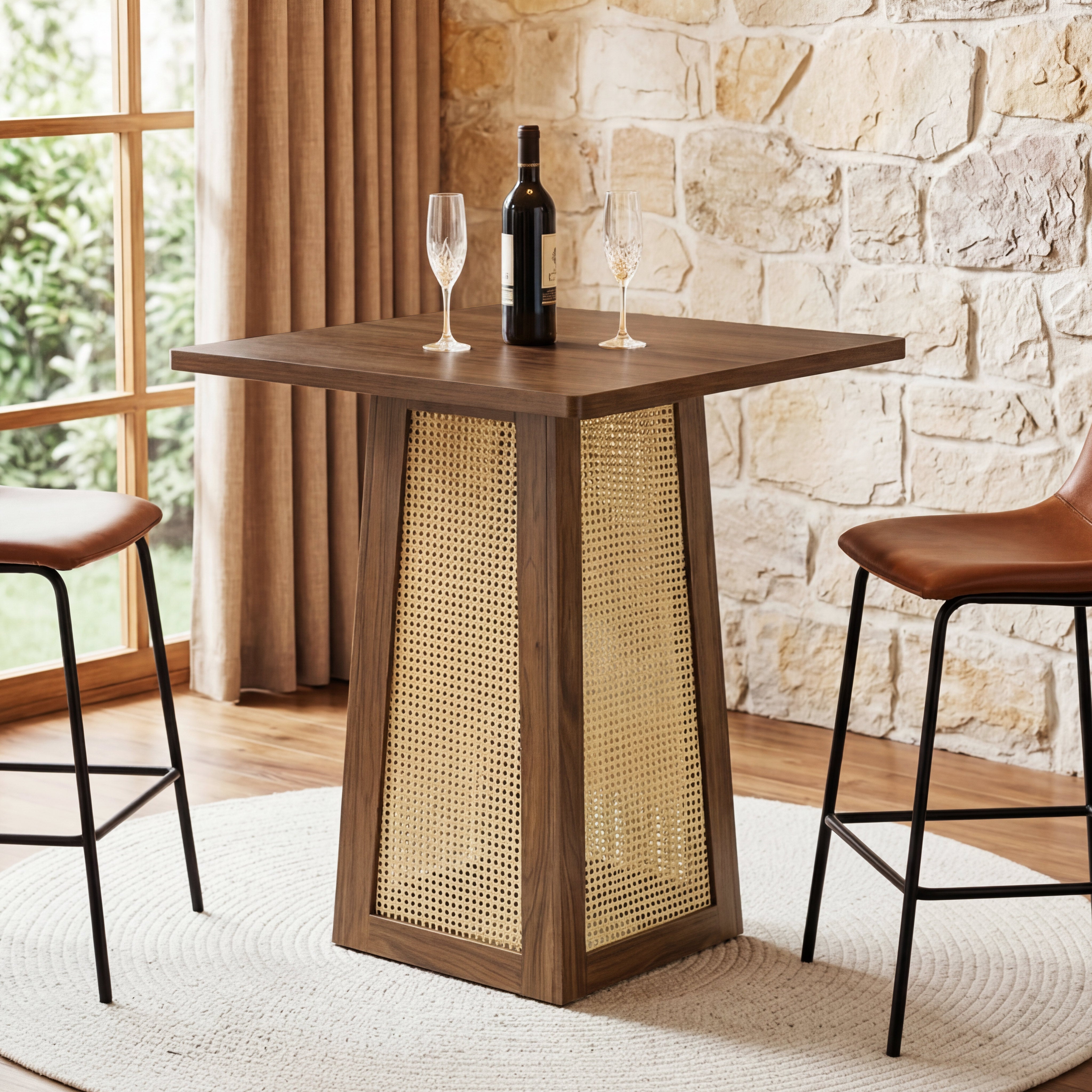 Tribesigns Mesa de bistró cuadrada de 80 x 80 cm con pedestal, Mesa de bar para bar en casa, sala de estar y espacios pequeños