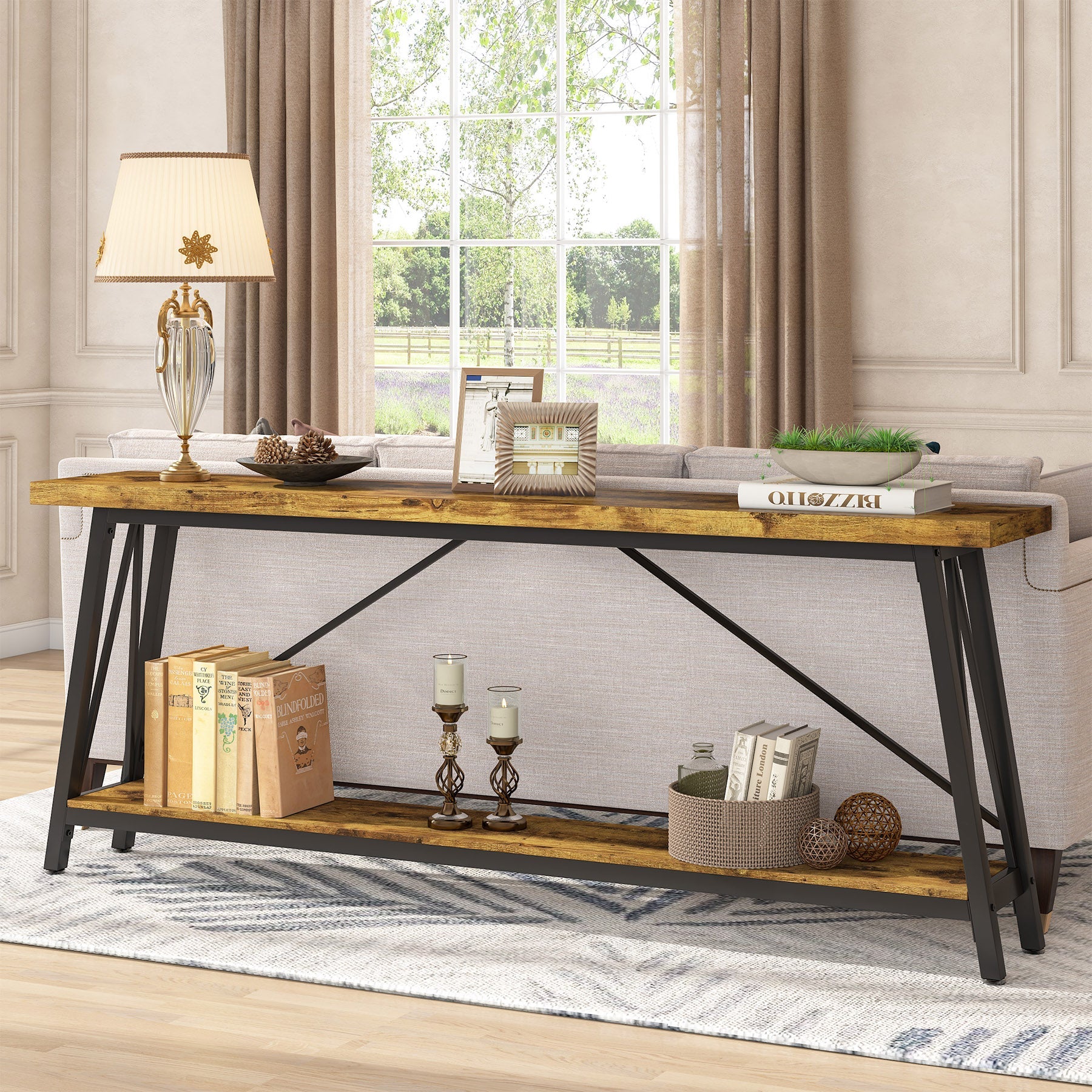 Tribesigns Consola de 180 cm, Mesa de sofá larga consola de pasillo