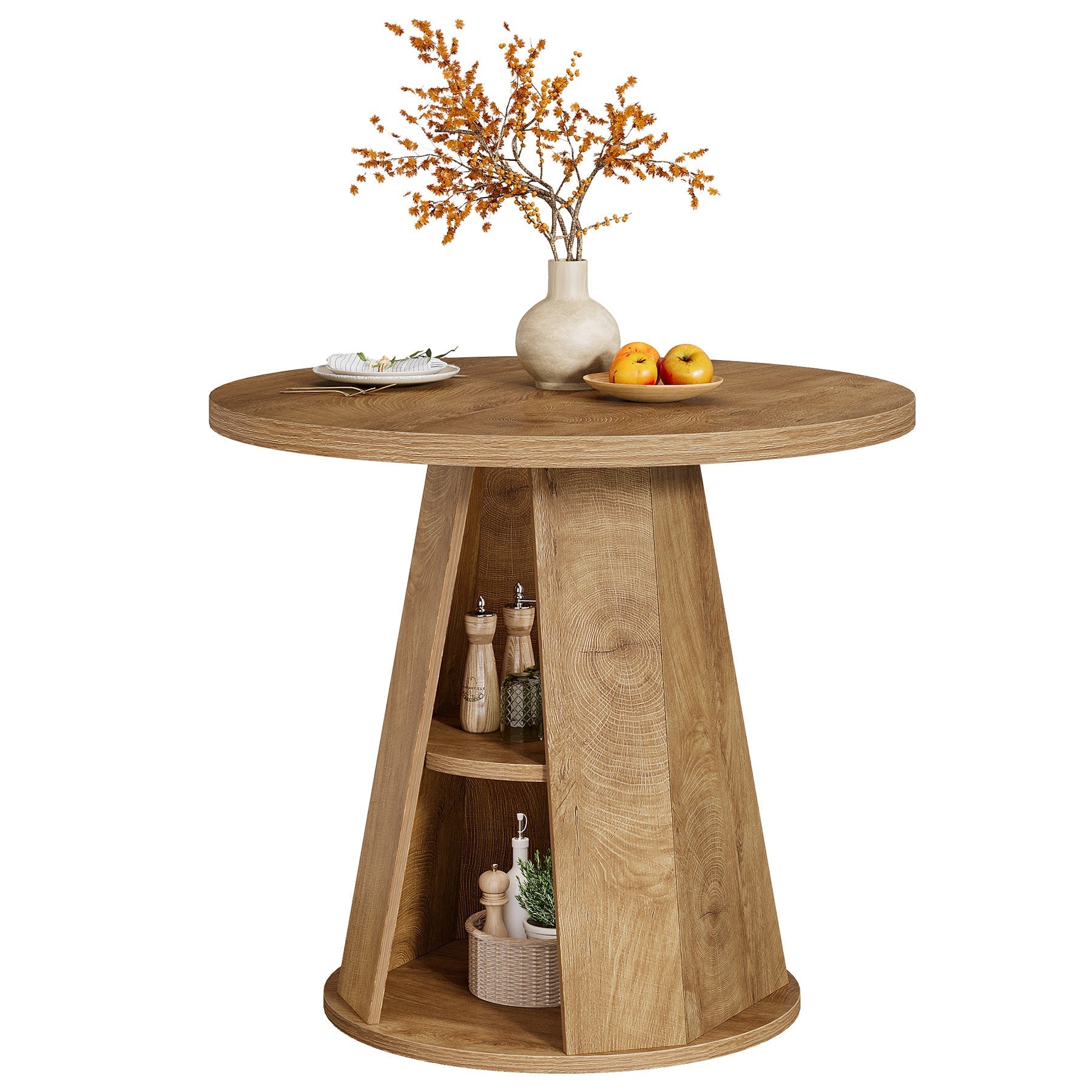 Tribesigns Mesa de comedor redonda de 80 cm para 2-4 personas, Mesa de cocina pequeña