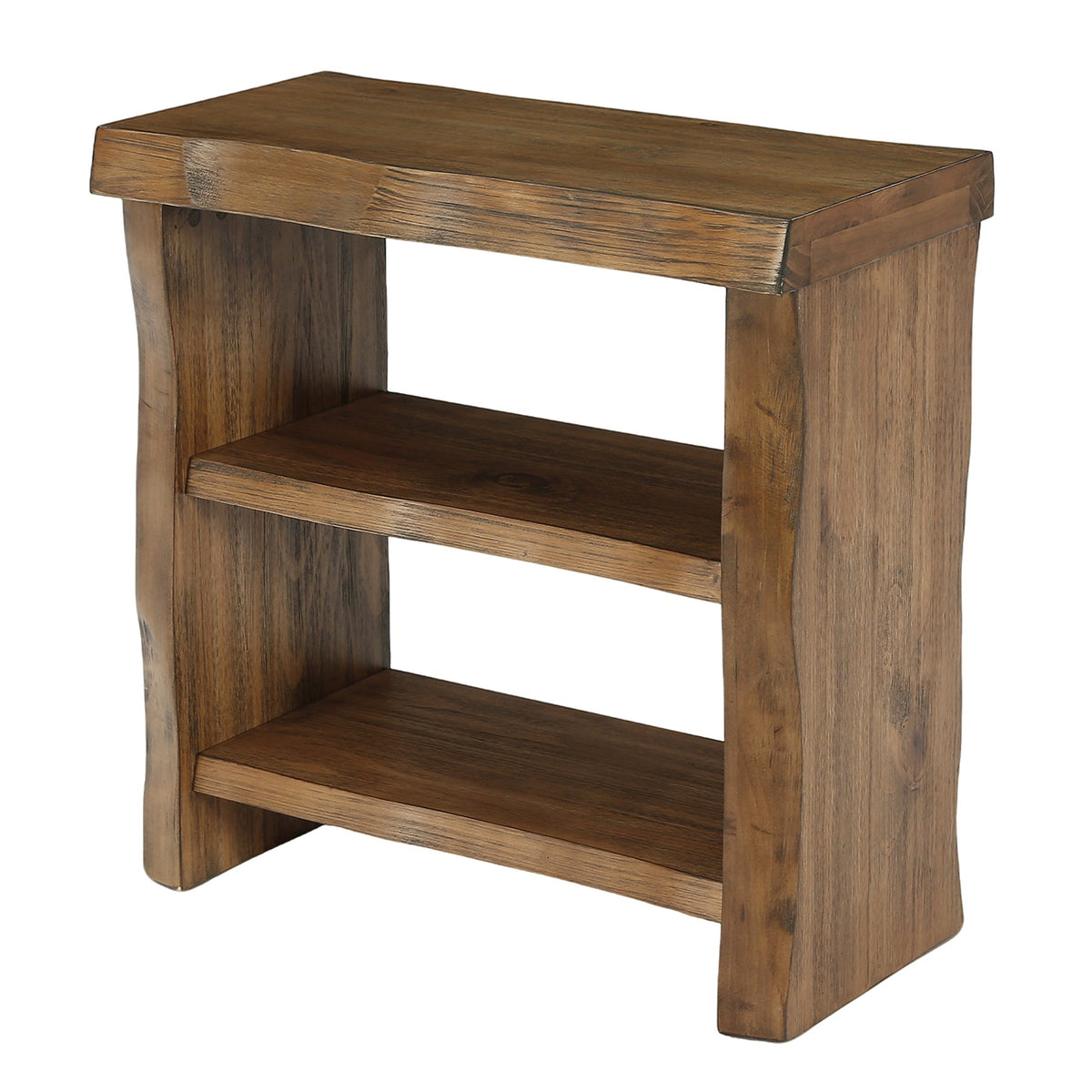 Tribesigns Mesa auxiliar de madera maciza con 3 niveles, Mesa de sofá compacta con borde ondulado