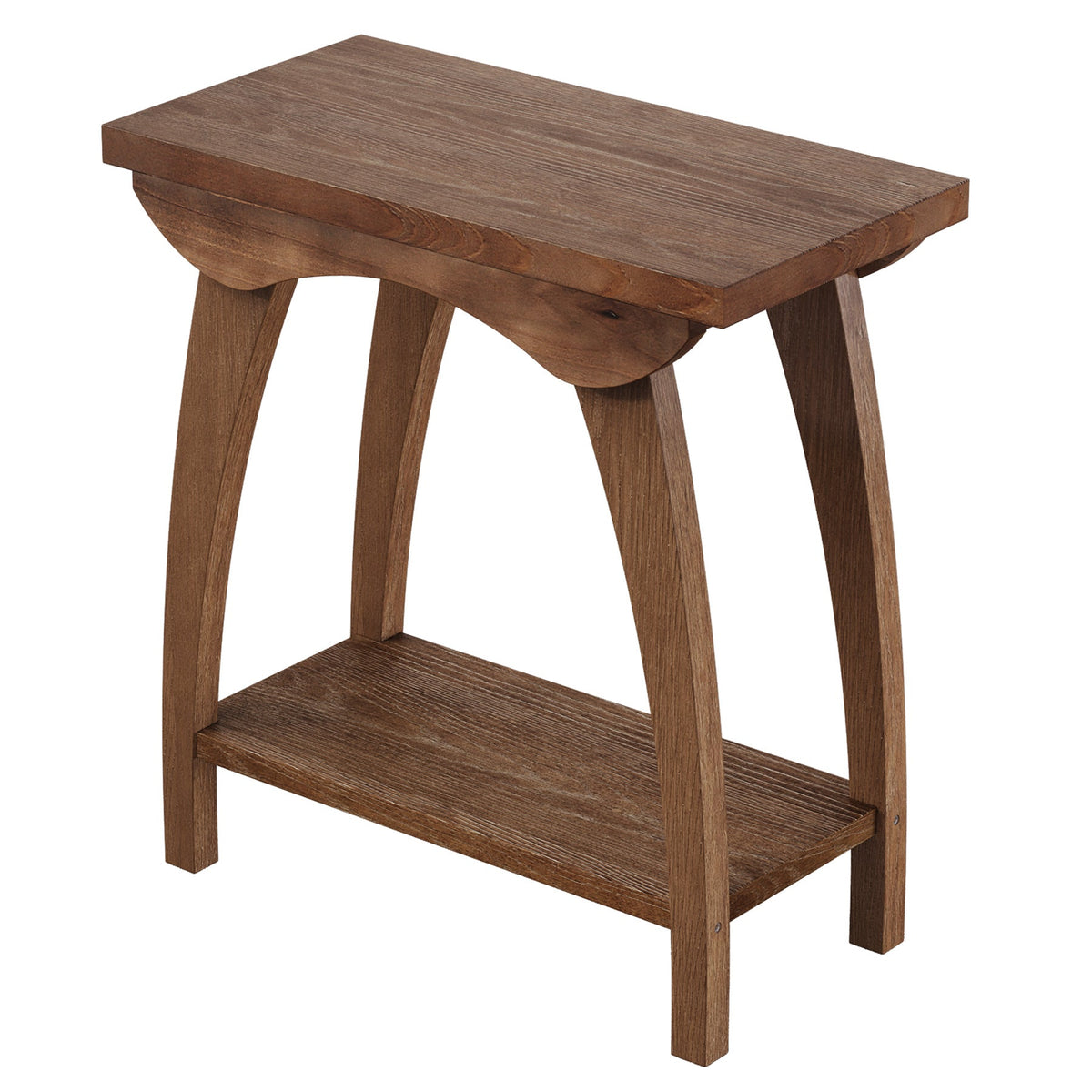 Tribesigns Mesa auxiliar redonda de madera maciza con 2 estantes