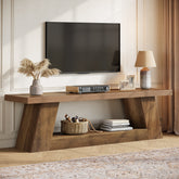 Tribesigns Mueble bajo para TV de 160 cm para televisores de 75 pulgadas, Consola multimedia rústica con estantes abiertos 3