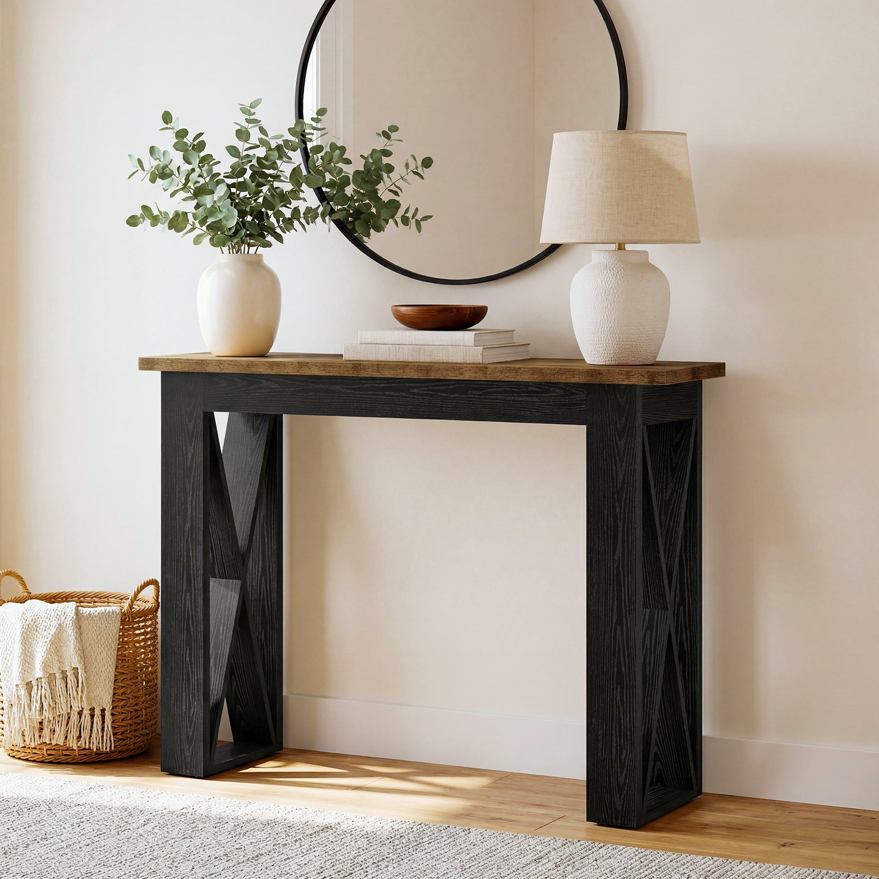 Tribesigns Mesa consola estrecha de 105 cm, Mesa de pasillo estilo industrial con estante de almacenamiento