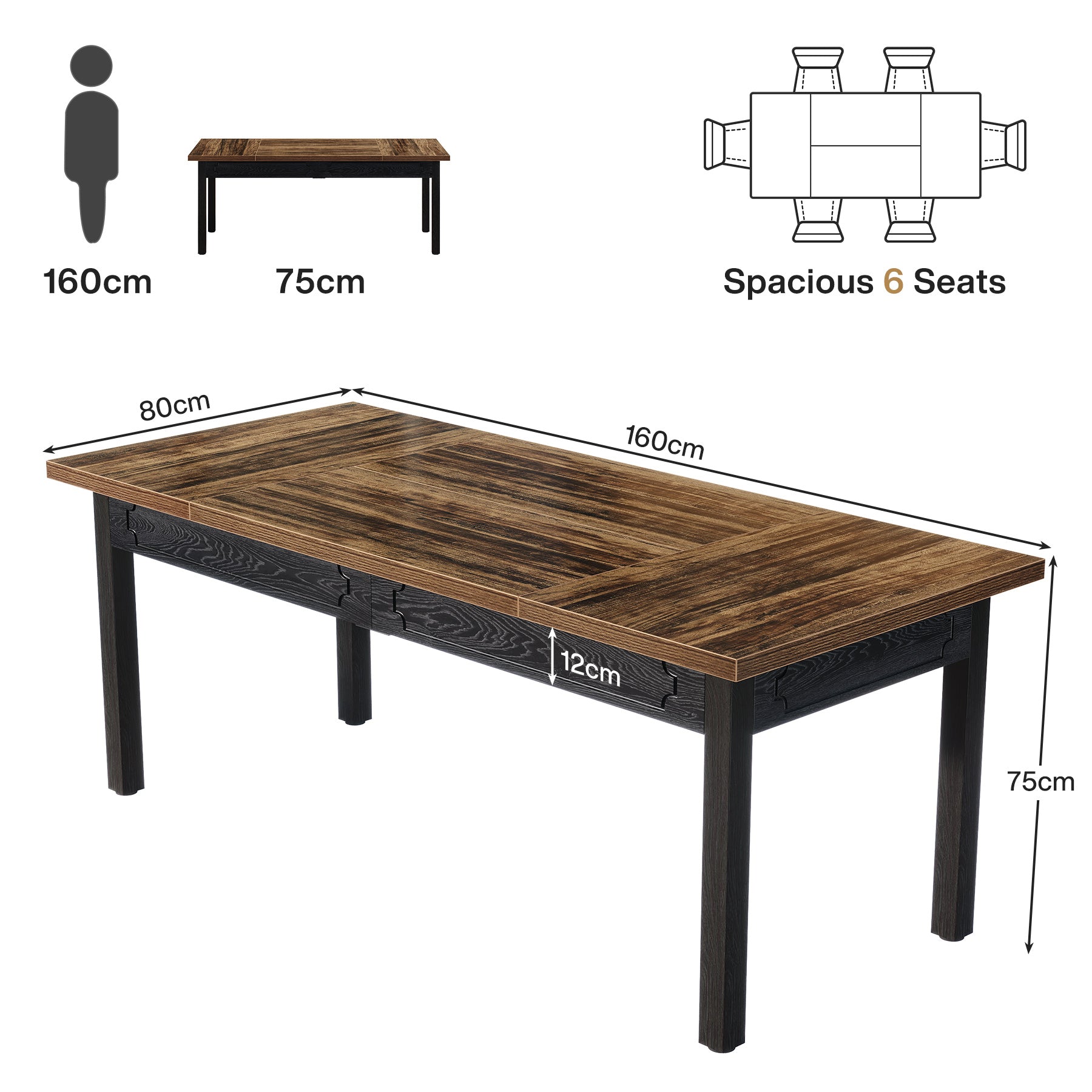 Tribesigns Mesa de comedor moderna, Mesa de comedor de madera industrial para 4-6 personas