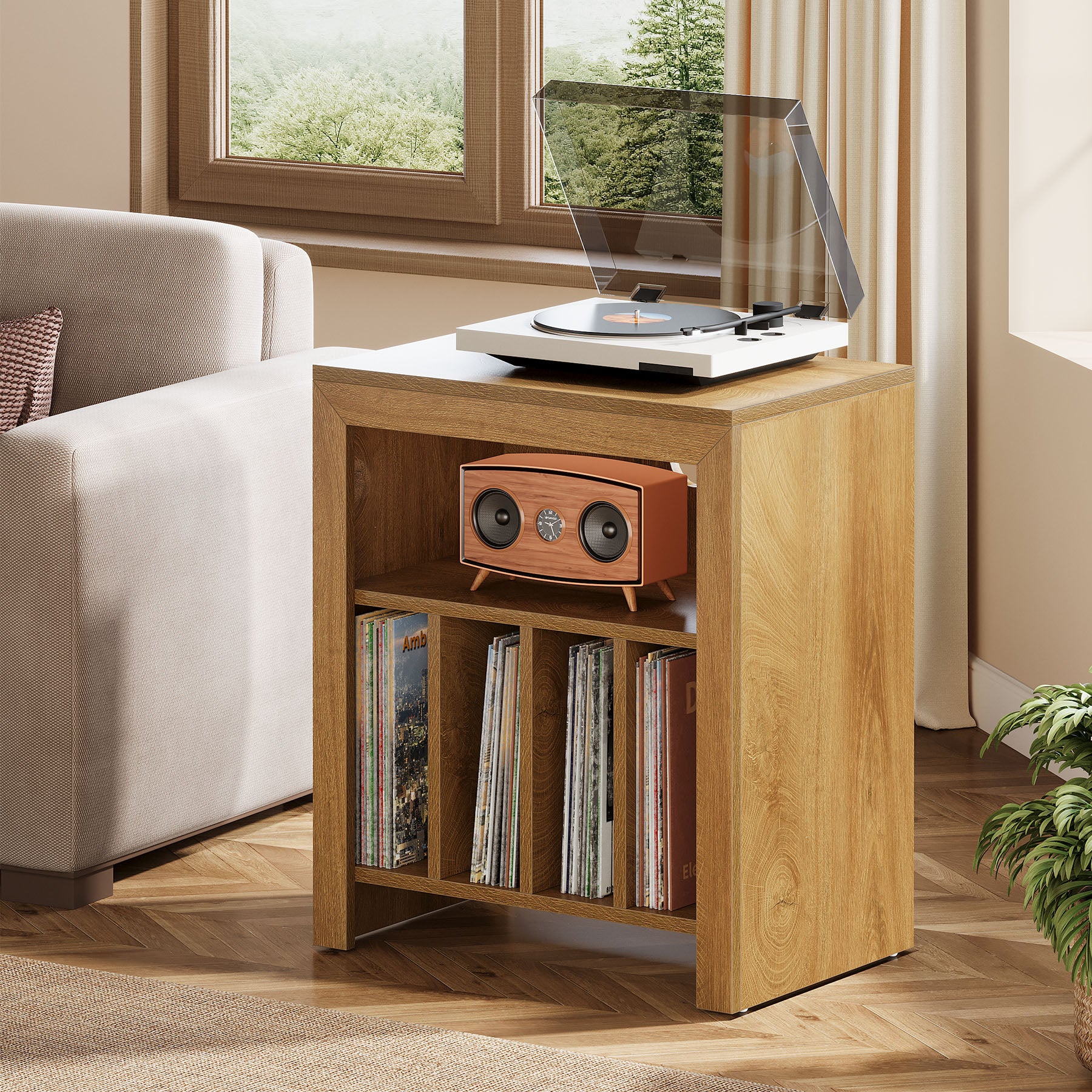 Tribesigns Mueble para tocadiscos, Mueble para guardar discos de vinilo