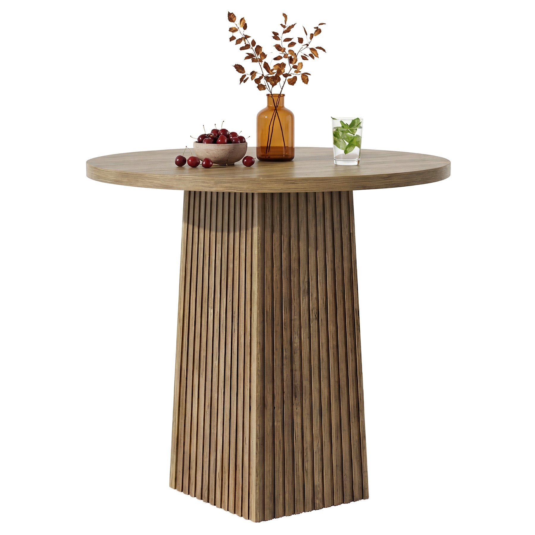 Tribesigns Mesa de bar redonda, Mesa de bar de madera para cocina (solo la mesa)