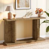 Tribesigns Mesa consola de 140 cm de estilo rústico, Consola estrecha de 2 niveles con base 3