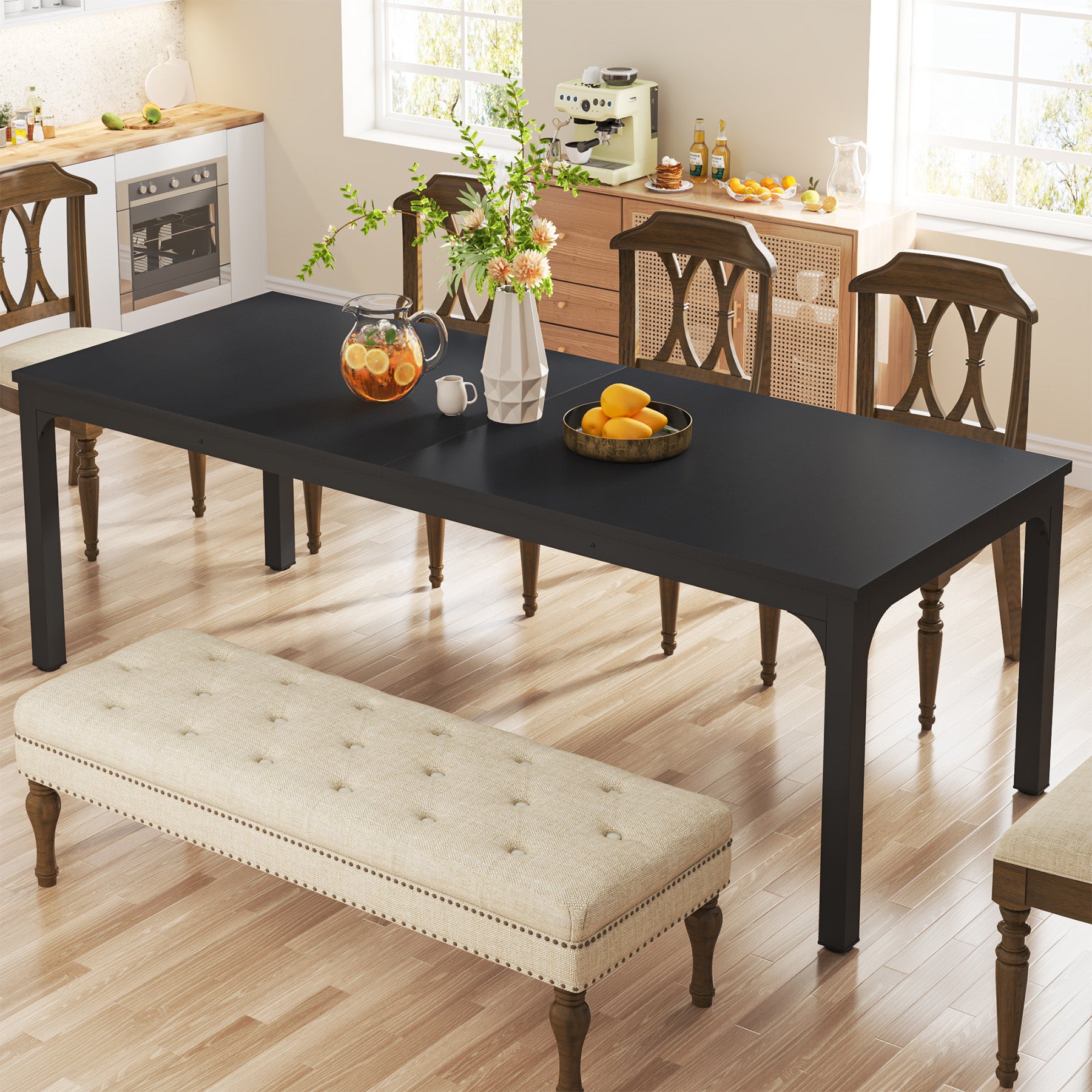 Tribesigns Mesa de comedor vintage, Muebles de comedor para 6 a 8 personas