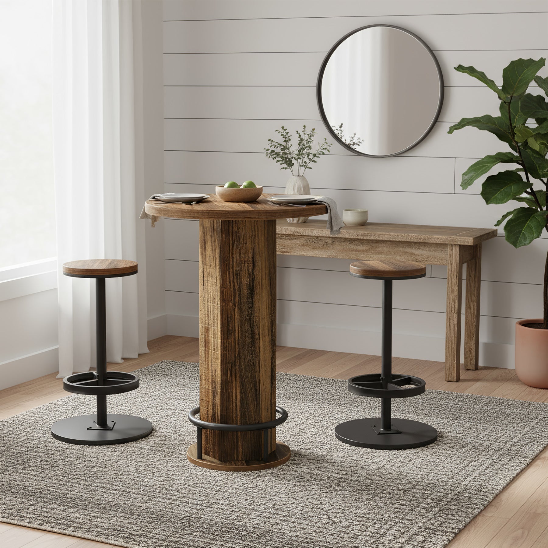 Tribesigns Juego de mesa y sillas de 3 piezas para 2 personas, Mesa de cocina redonda pequeña con 2 sillas