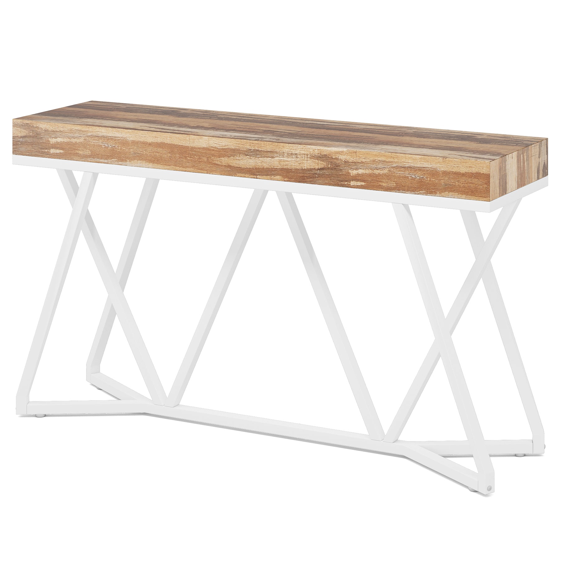 Tribesigns Mesa consola de madera, Consola de entrada con base de metal Mesa de centro única