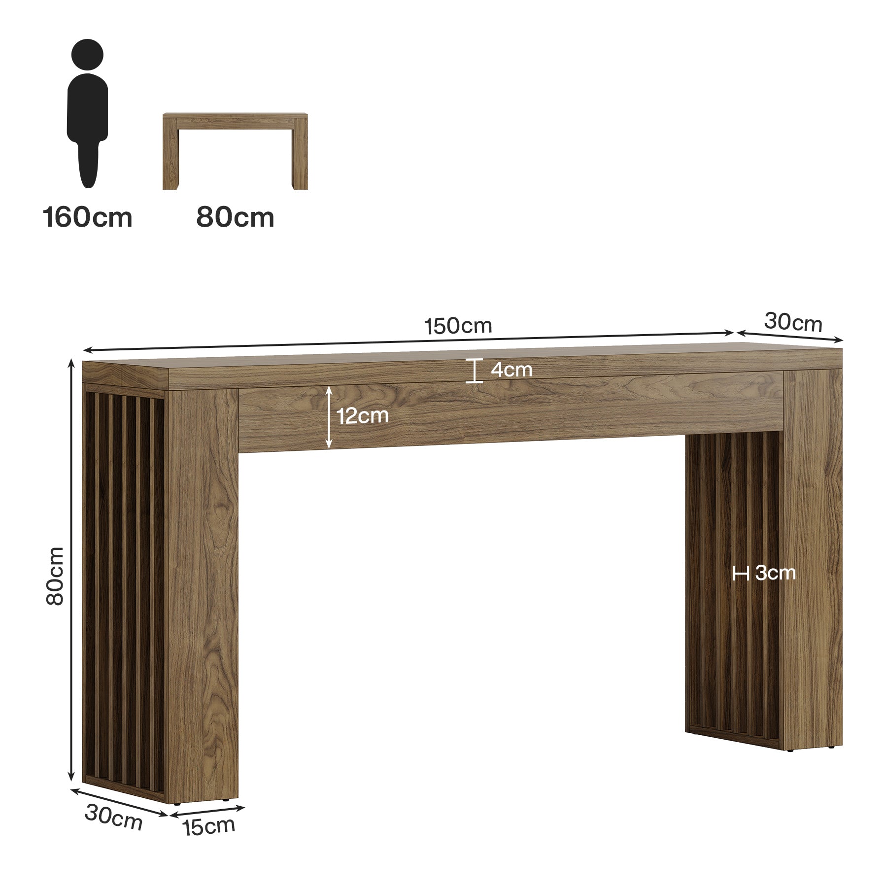 Tribesigns Mesa Consola Larga de 150 cm para Colocar detrás del sofá con Patas de Listones Verticales