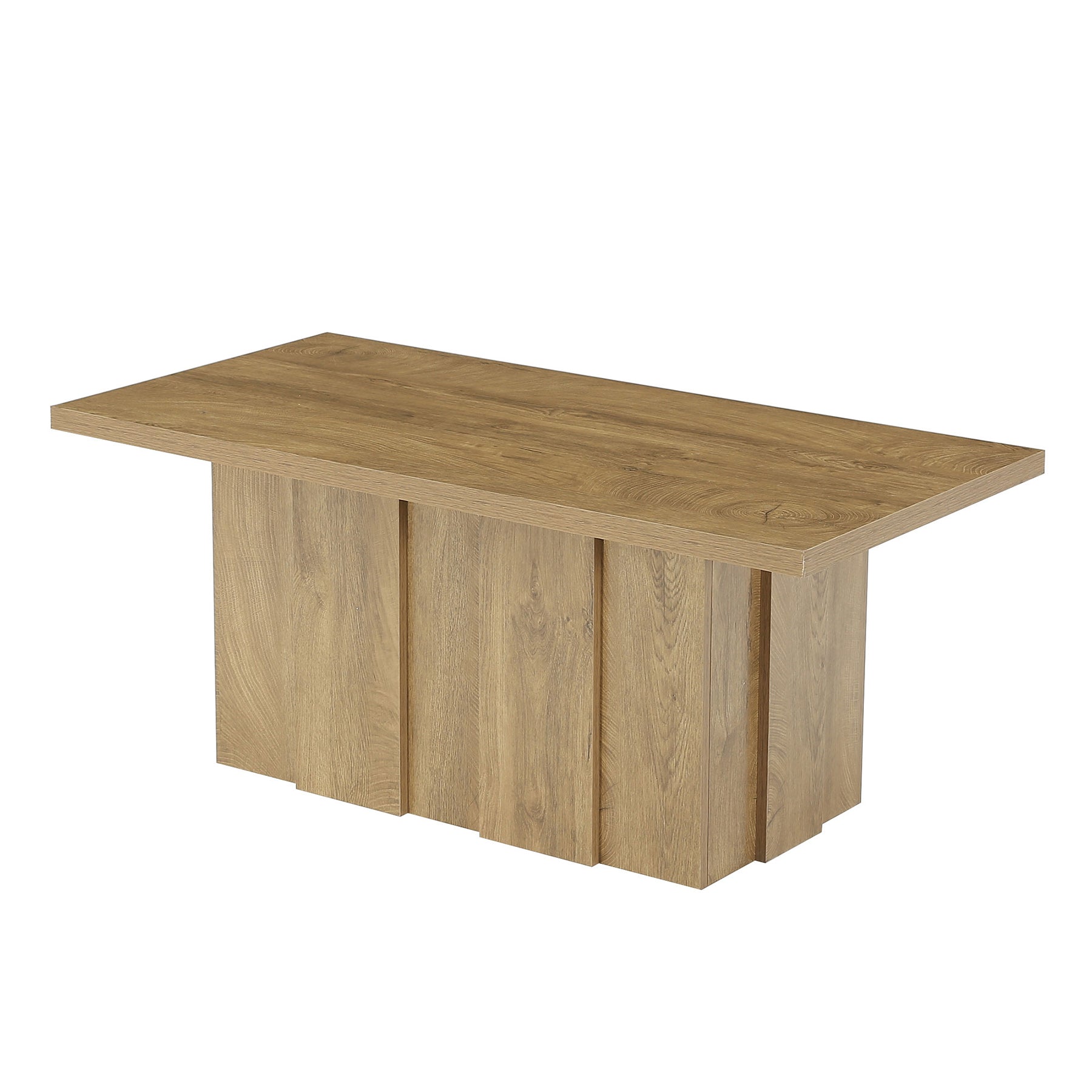 Tribesigns Mesa de centro de 120 cm, Mesa rectangular para salón de estilo rústico moderno con base acanalada