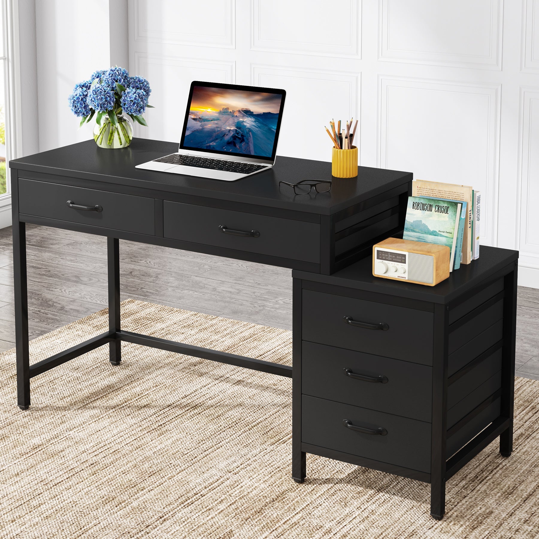 Tribesigns Escritorio para computadora, Escritorio para estudio en casa con cajón reversible