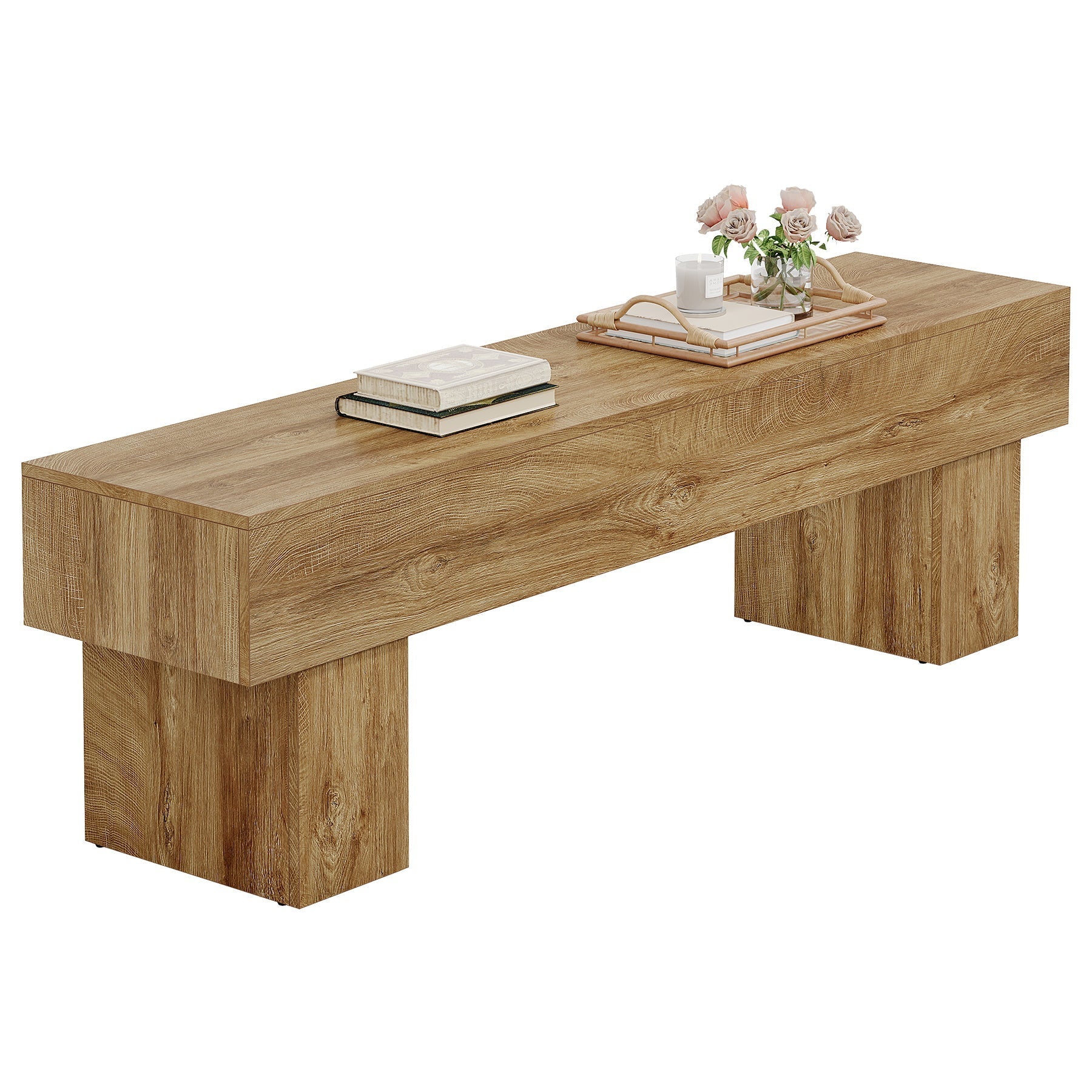 Tribesigns Banco de dormitorio extra largo de 160 cm, Banco rústico de madera para dormitorio